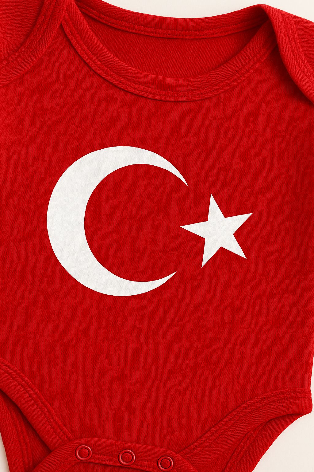 %100 Pamuklu Ay Yıldız Türk Bayrağı Baskılı Uzun Kollu Çıtçıtlı Bebek Body