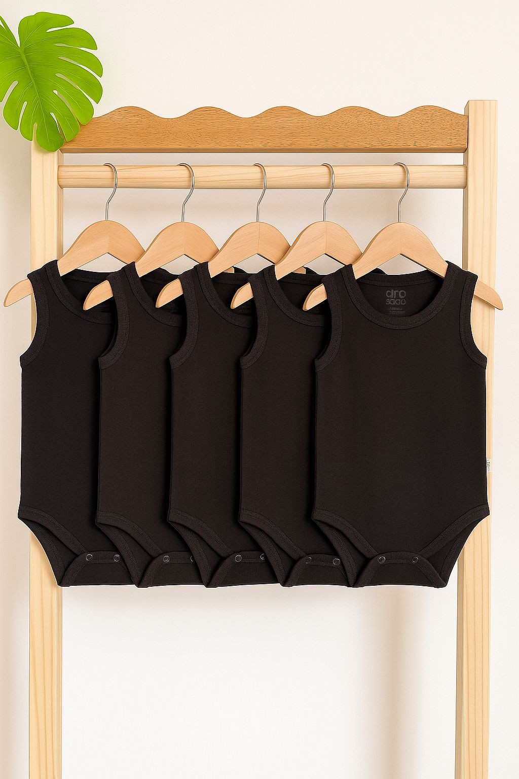 5'li Siyah %100 Pamuklu Askılı Bebek Atlet Body