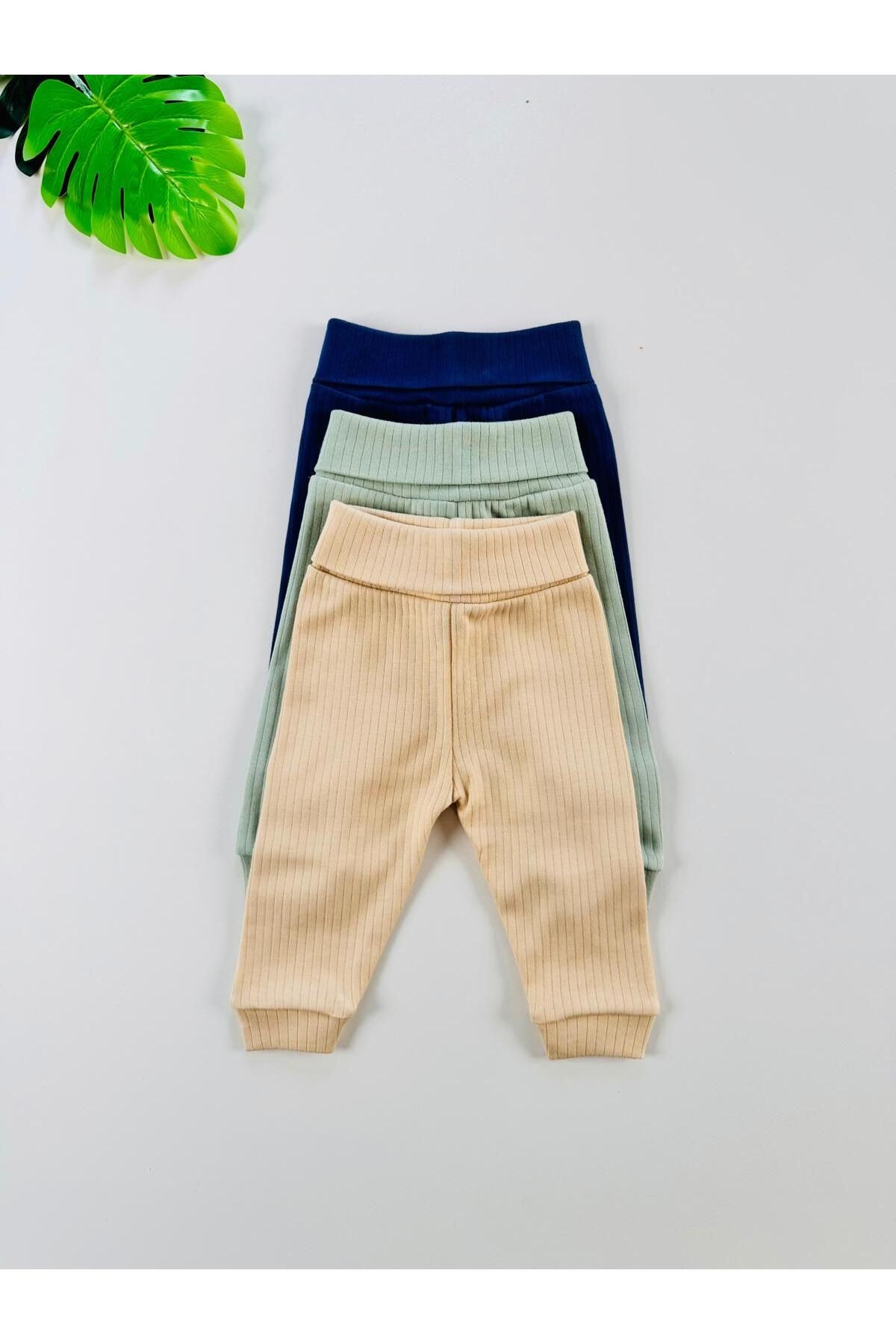 3'lü %100 Pamuklu Unisex Raporlu Basic Bebek Pantolon