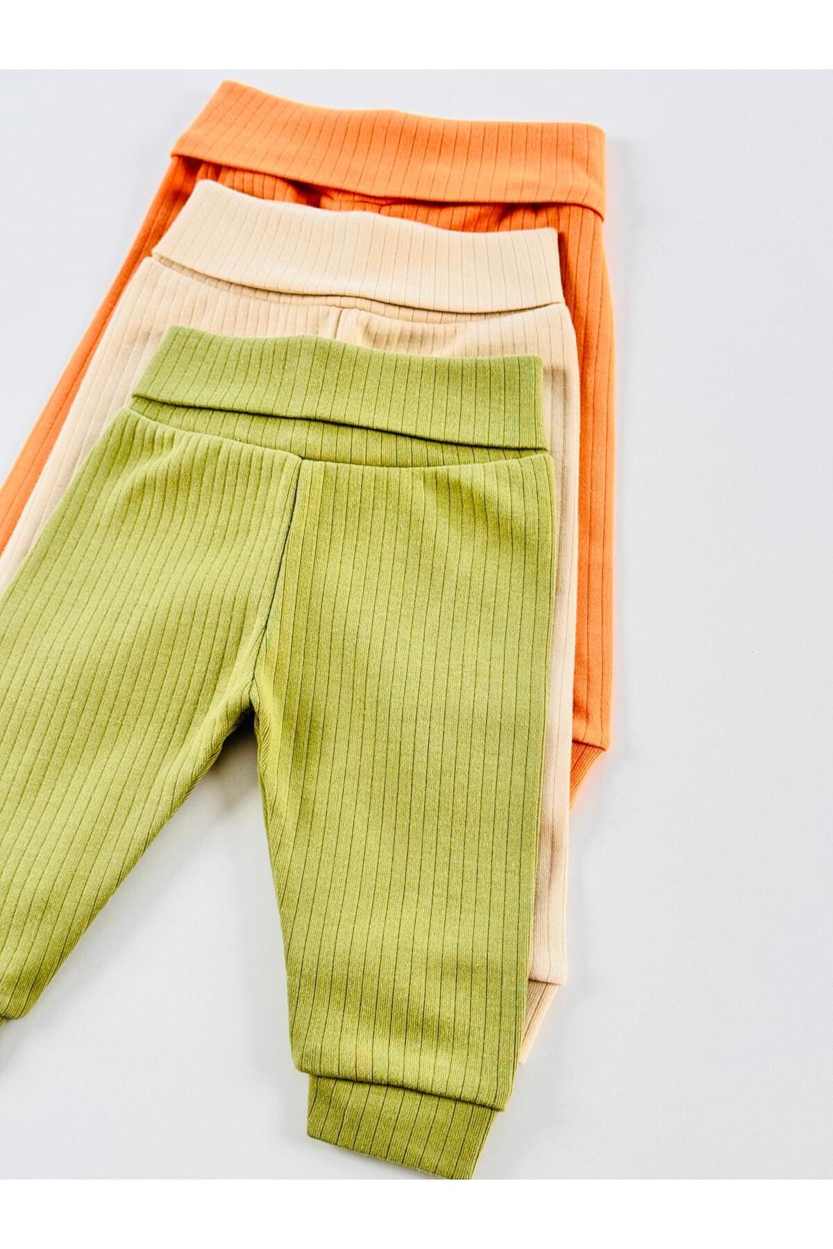 3'lü %100 Pamuklu Unisex Raporlu Basic Bebek Pantolon