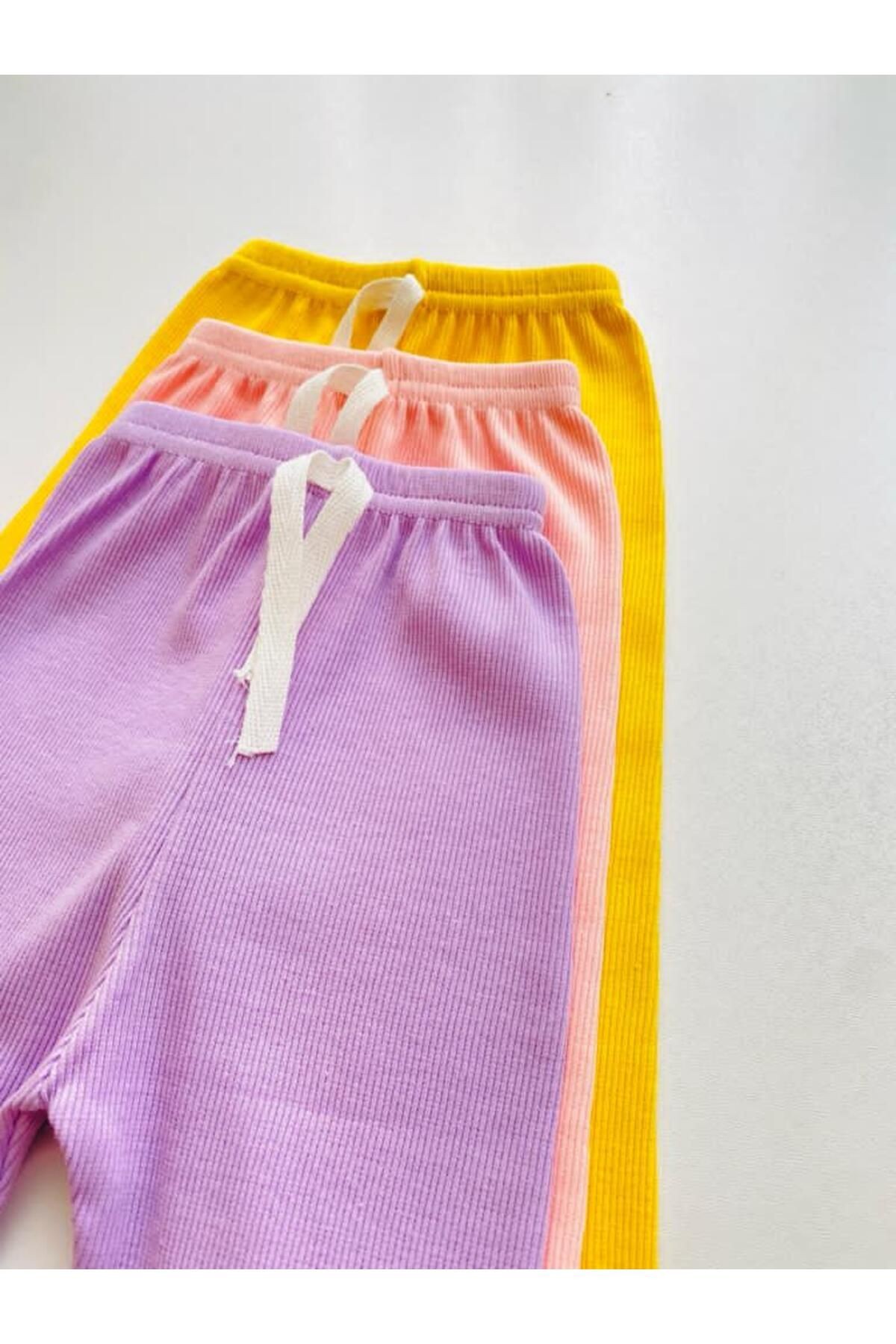 3'lü %100 Pamuklu Kısa Kol Bebek Body Pantolon Takım