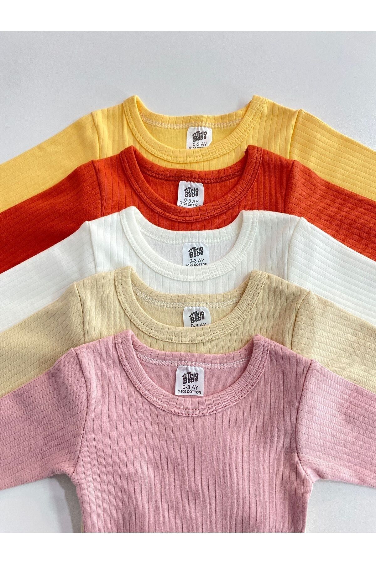 5'li %100 Pamuklu Raporlu Uzun Kol Bebek Atlet Zıbın