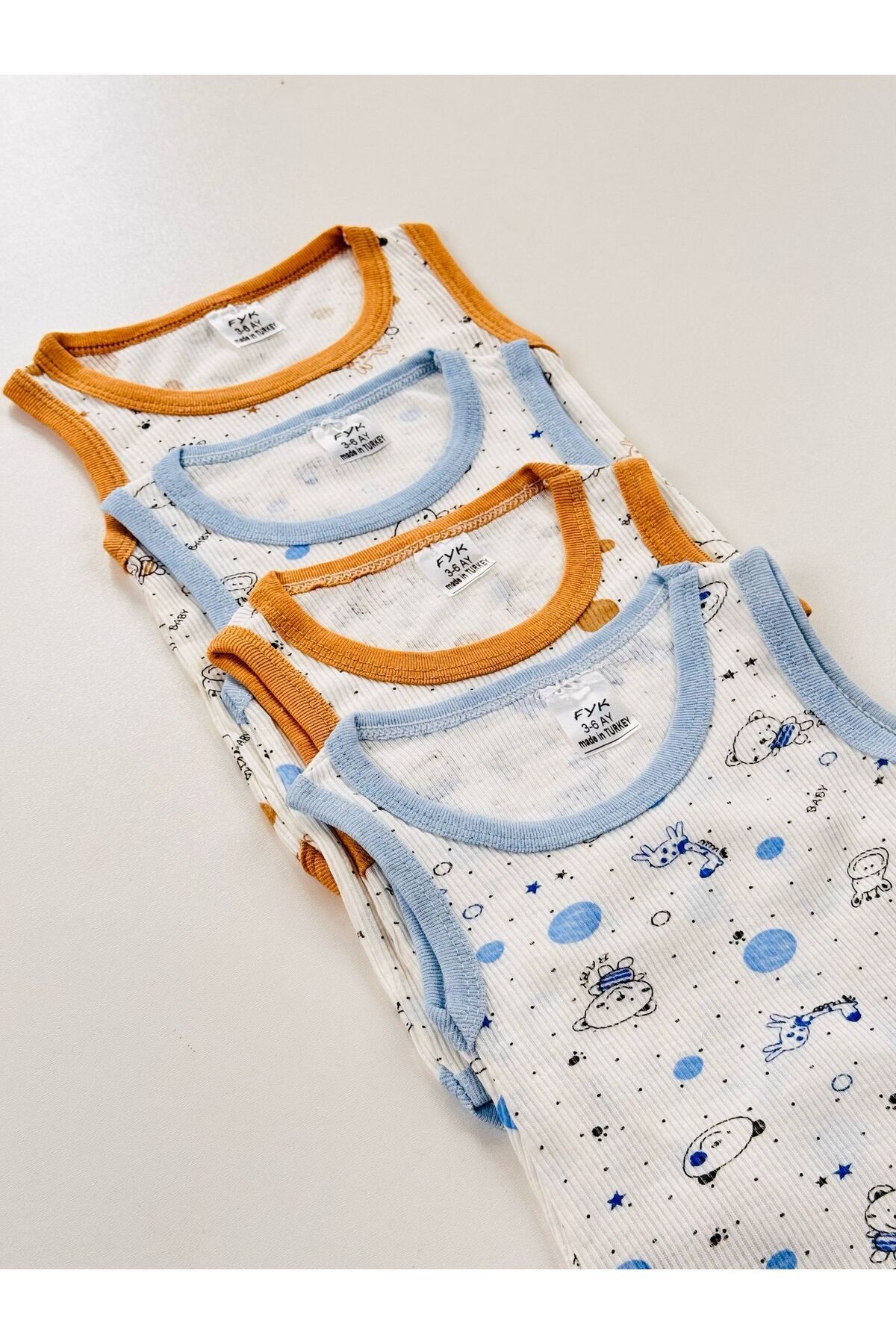 4'lü Ekonomik Esnek Erkek Bebek Atlet Body