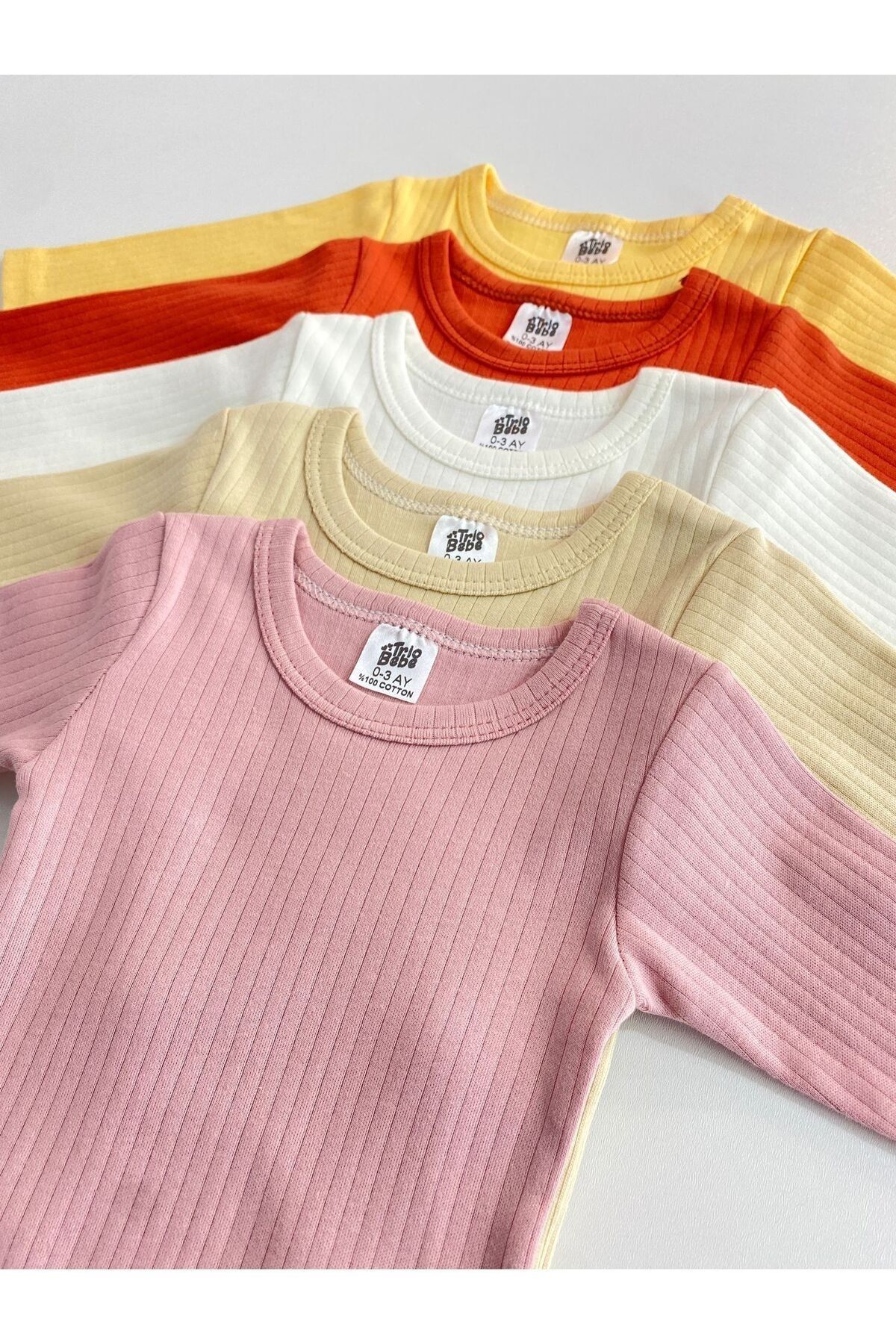 5'li %100 Pamuklu Raporlu Uzun Kol Bebek Atlet Zıbın