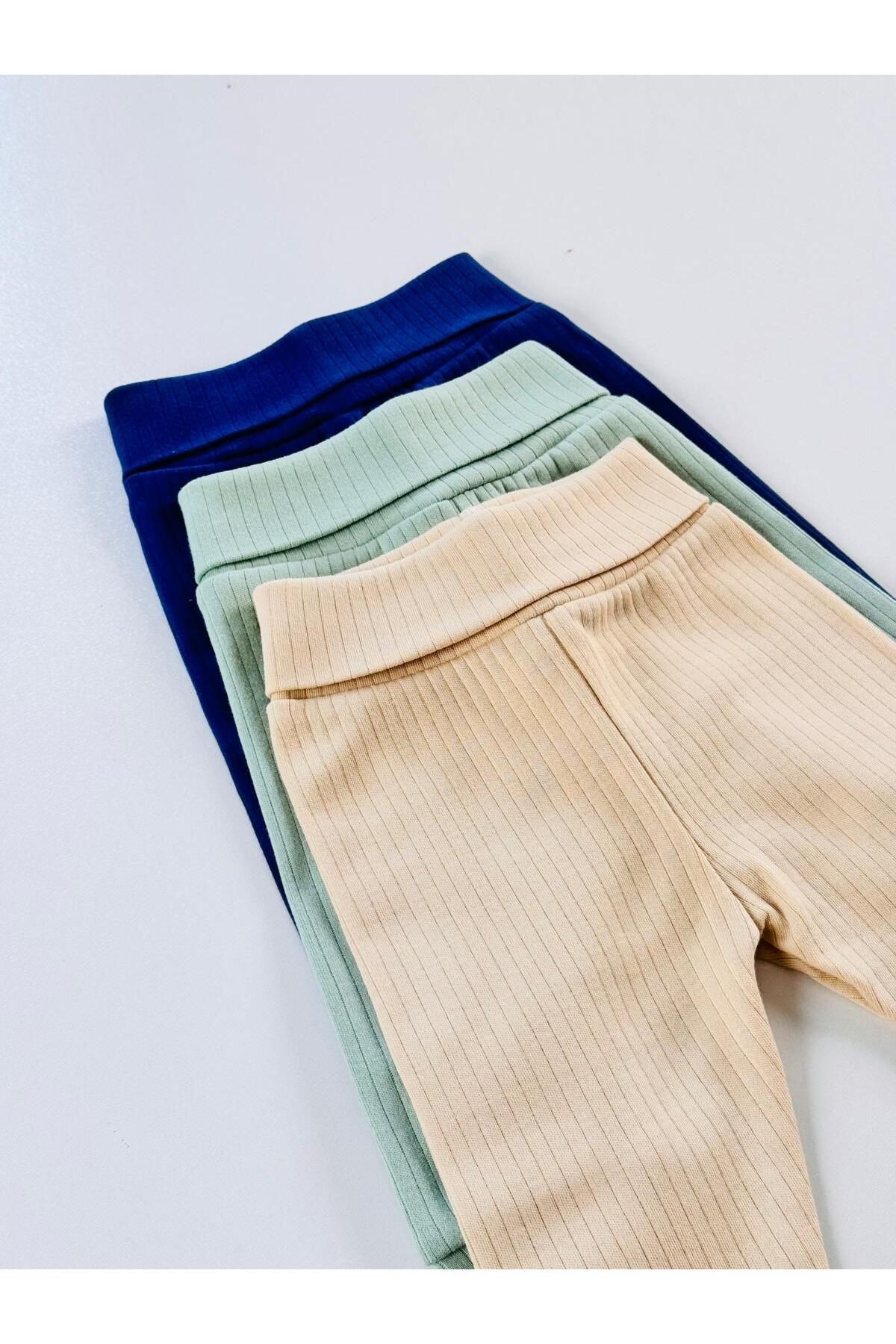 3'lü %100 Pamuklu Unisex Raporlu Basic Bebek Pantolon