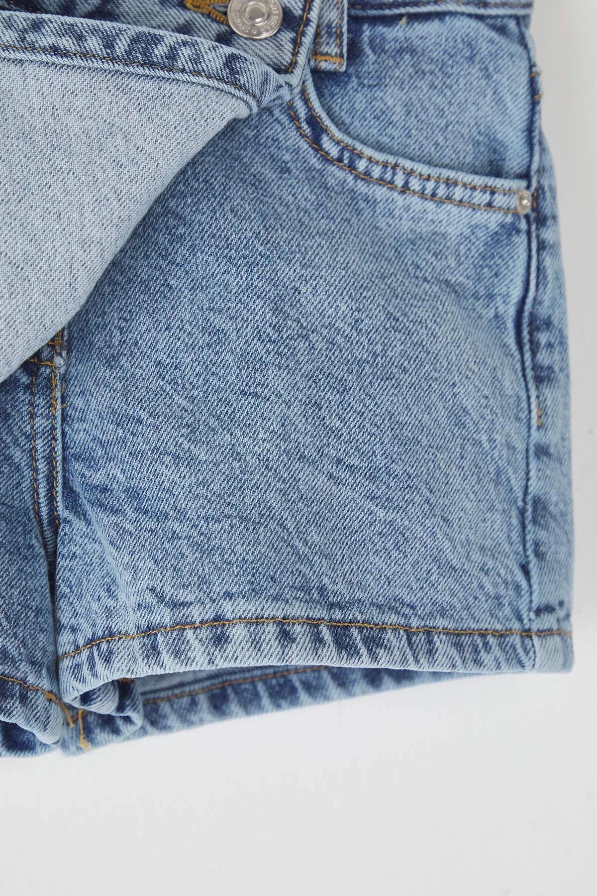 Mavi Kız Çocuk Pamuklu Asimetrik Denim Şort Etek