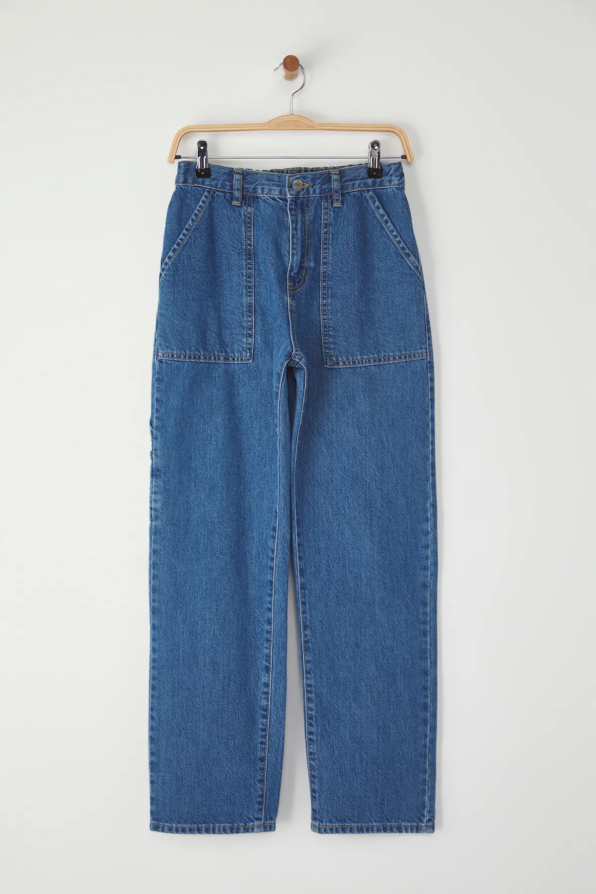 Orta Mavi Erkek Çocuk Yüksek Bel %100 Pamuk Regular Fit Lastikli Denim Jean Pantolon