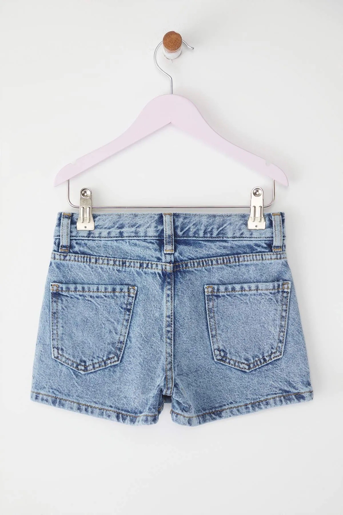 Mavi Kız Çocuk Pamuklu Asimetrik Denim Şort Etek