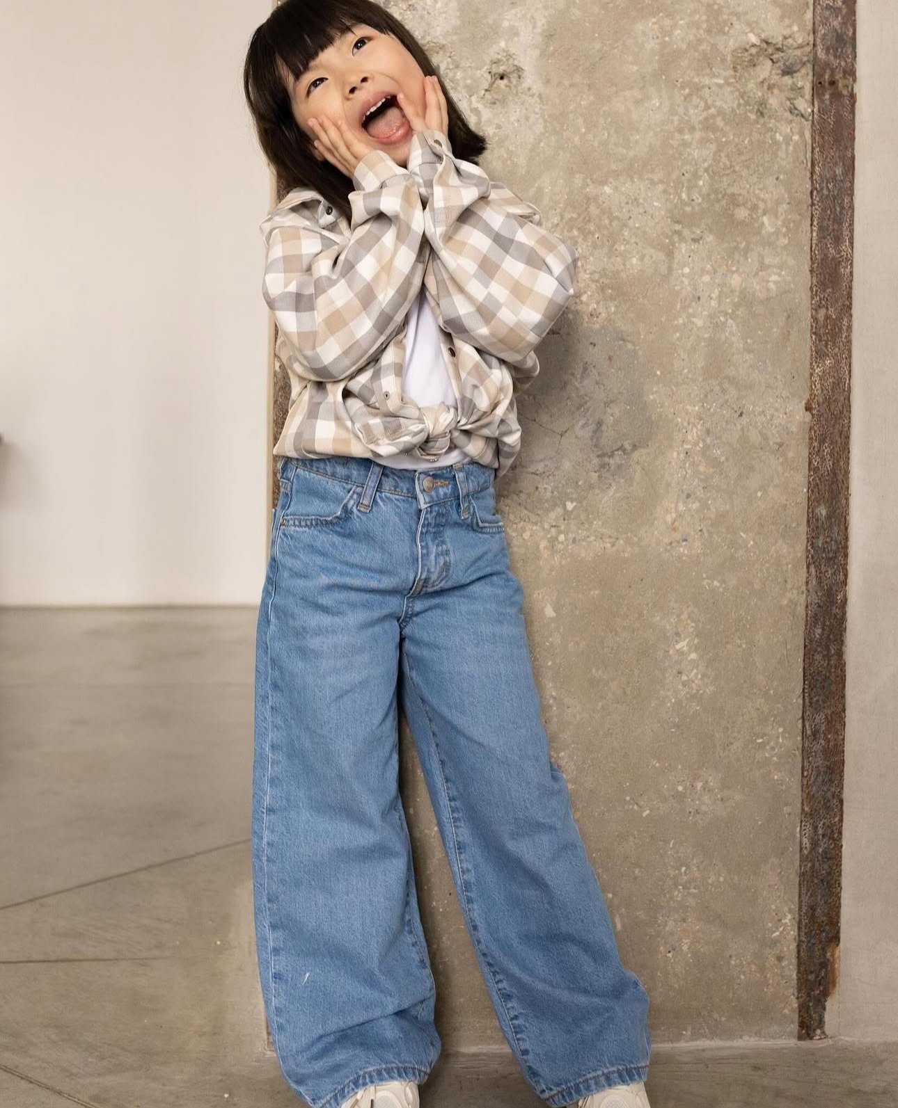 Çocuk Mavi Denim Wide Leg Pantolon (5–10 Yaş)