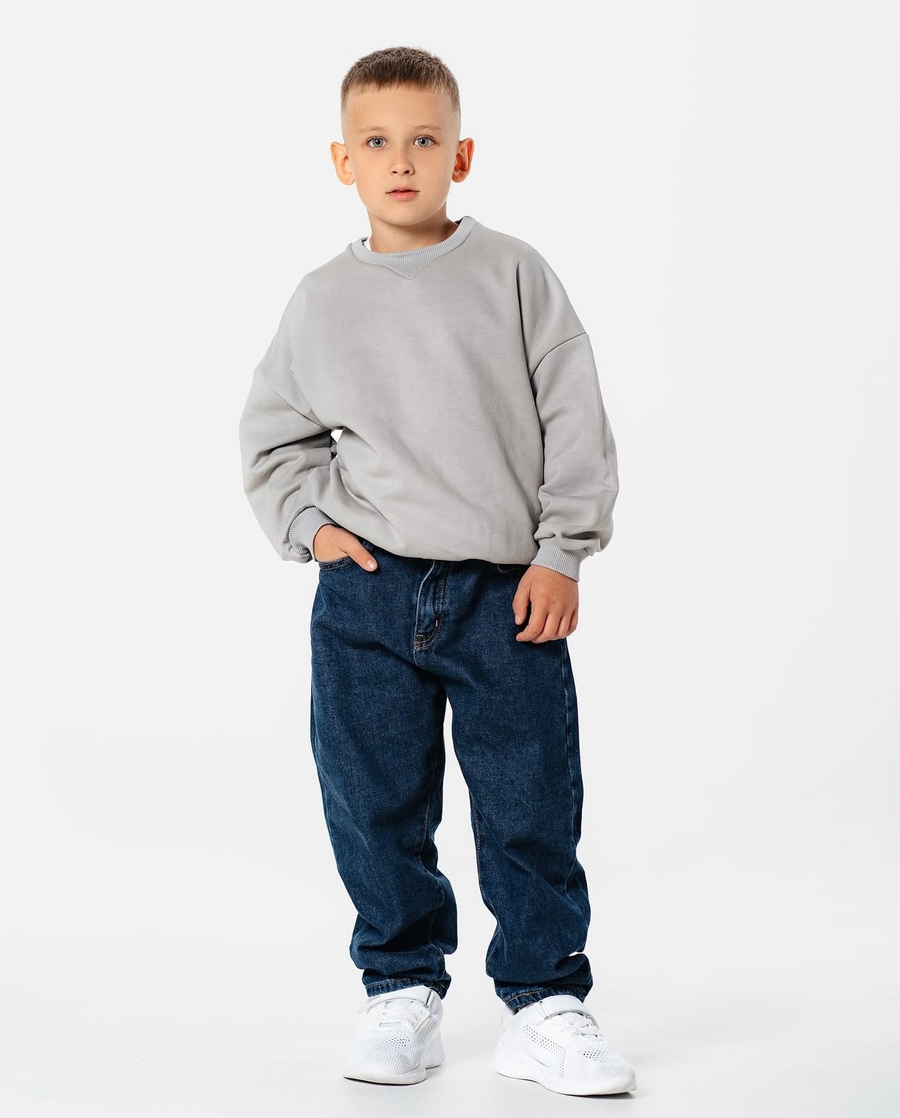 SeoulFit Rahat Çocuk Denim Pantolon – Koyu Mavi, 3-8 Yaş