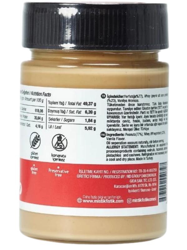 Whey Proteinli Fıstık Ezmesi Vanilyalı 300 g.