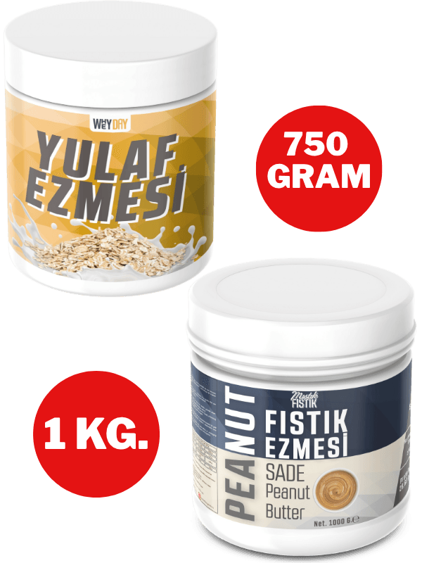 Sade Fıstık Ezmesi 1 kg ve Yulaf Ezmesi 750 g.