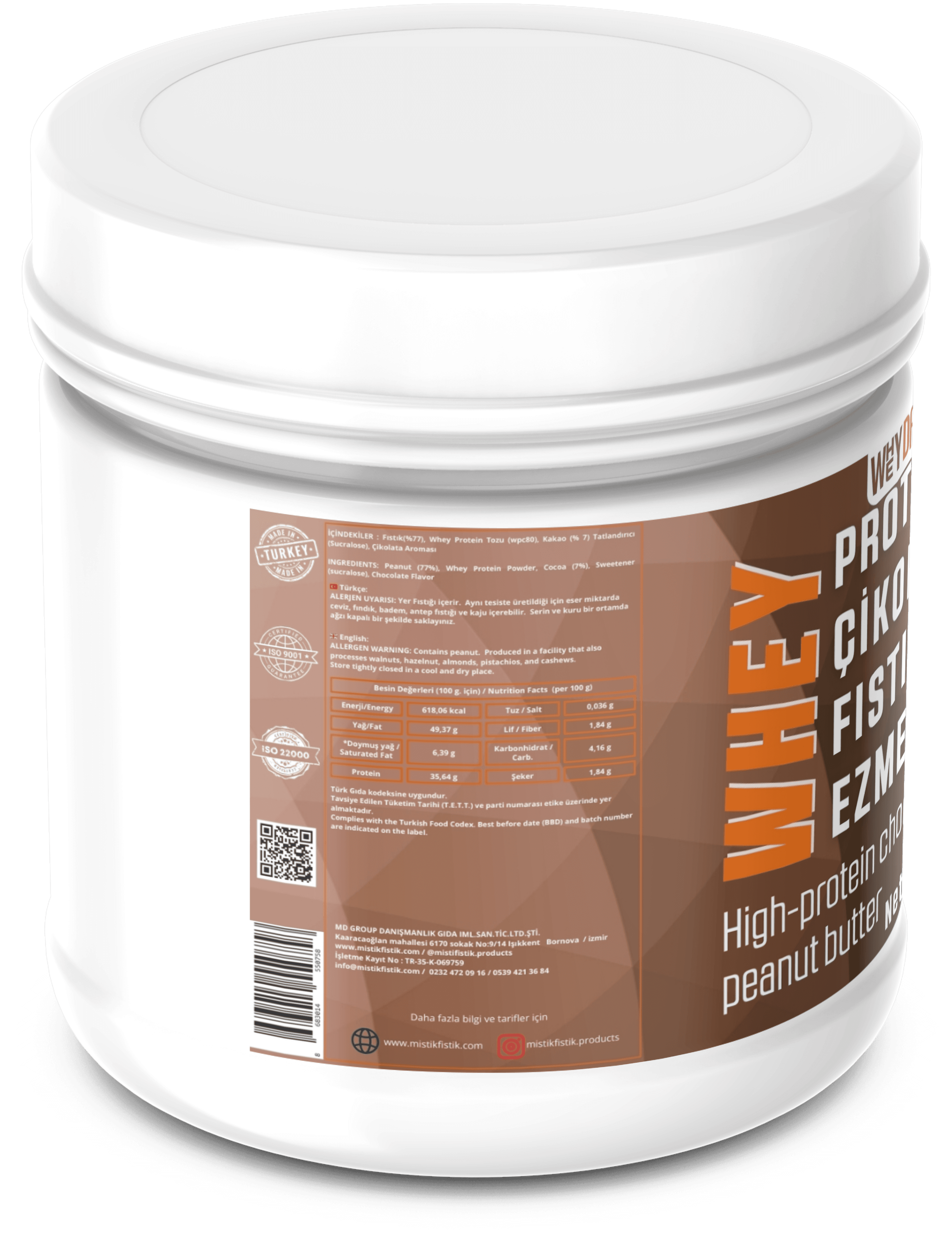Whey Proteinli Çikolatalı Fıstık Ezmesi 1 kg.