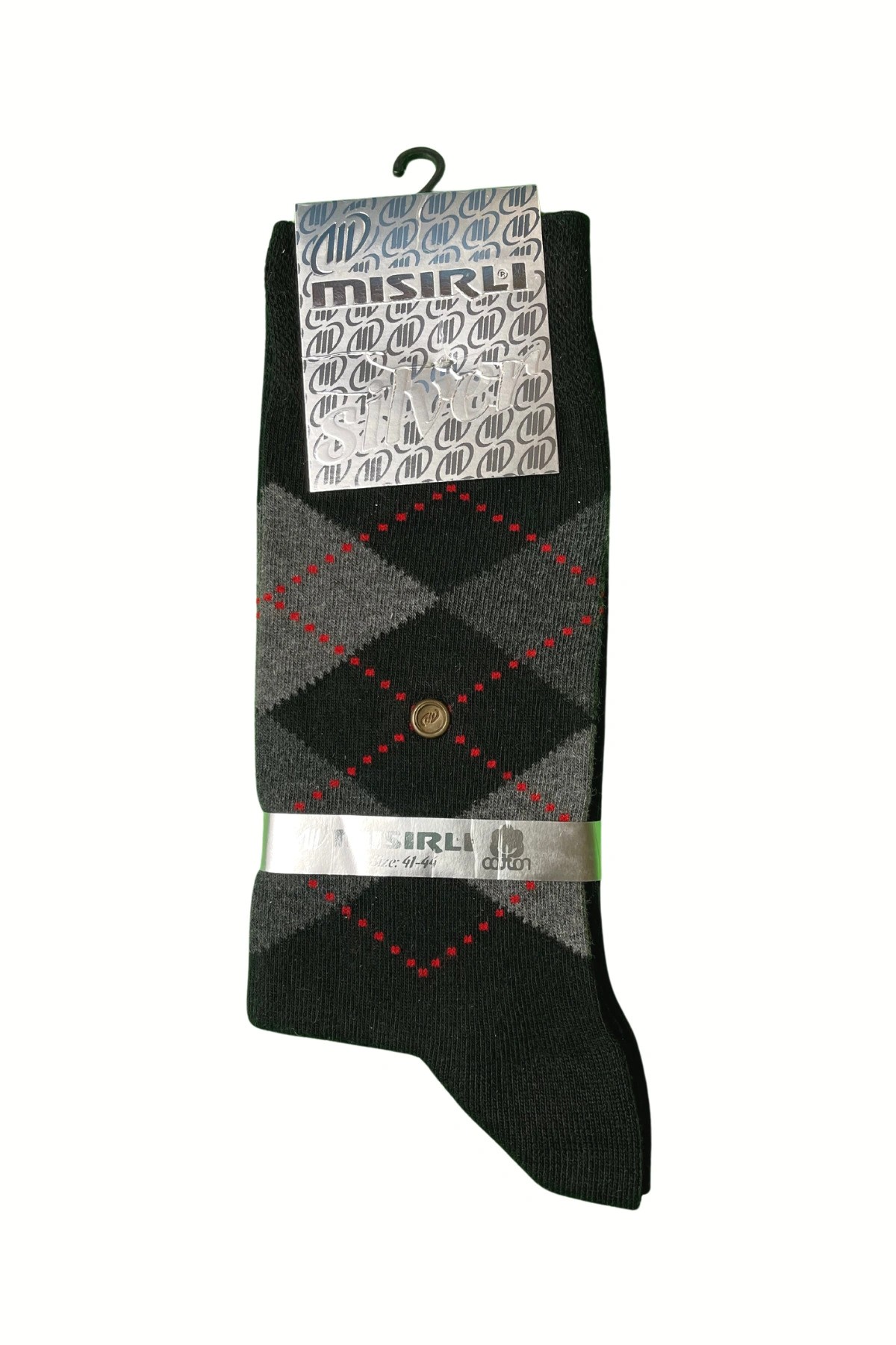 MISIRLI Ekose  siyah-gri Orta Kalın Erkek Çorap