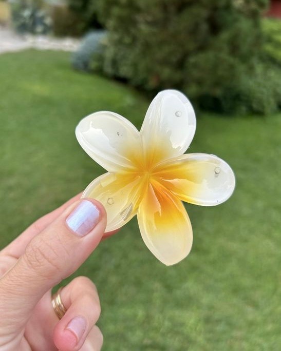 BYM372 Hibisküs Mandal Büyük Boy Sarı Çiçek Toka - Yeni Trend Saç Aksesuarı