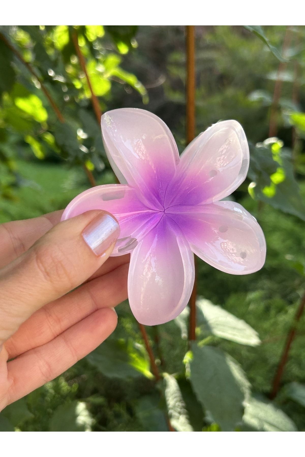 BYM382 Açık Mor Çiçek Hibisküs Büyük Boy Mandal Toka
