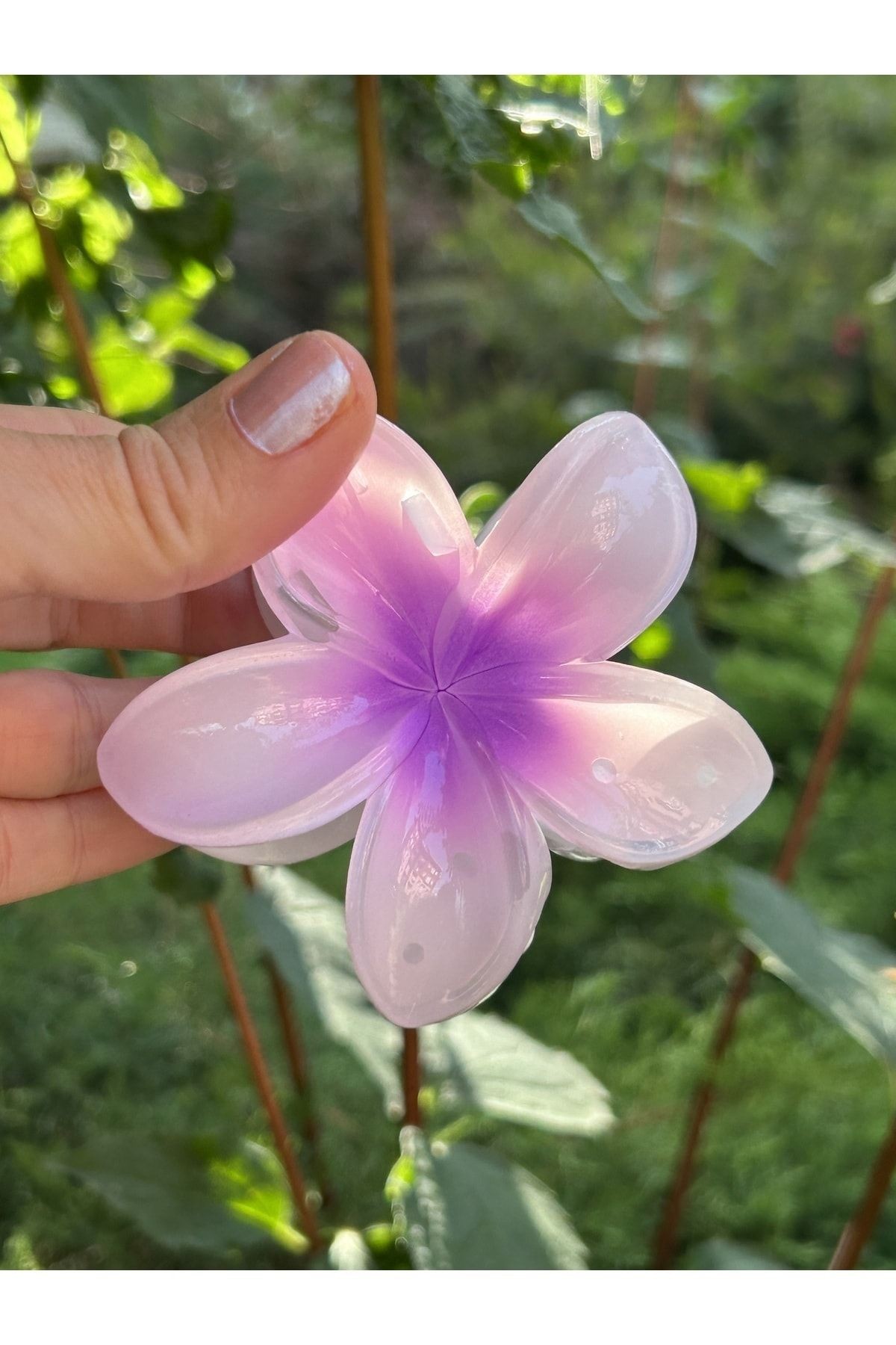 BYM382 Açık Mor Çiçek Hibisküs Büyük Boy Mandal Toka
