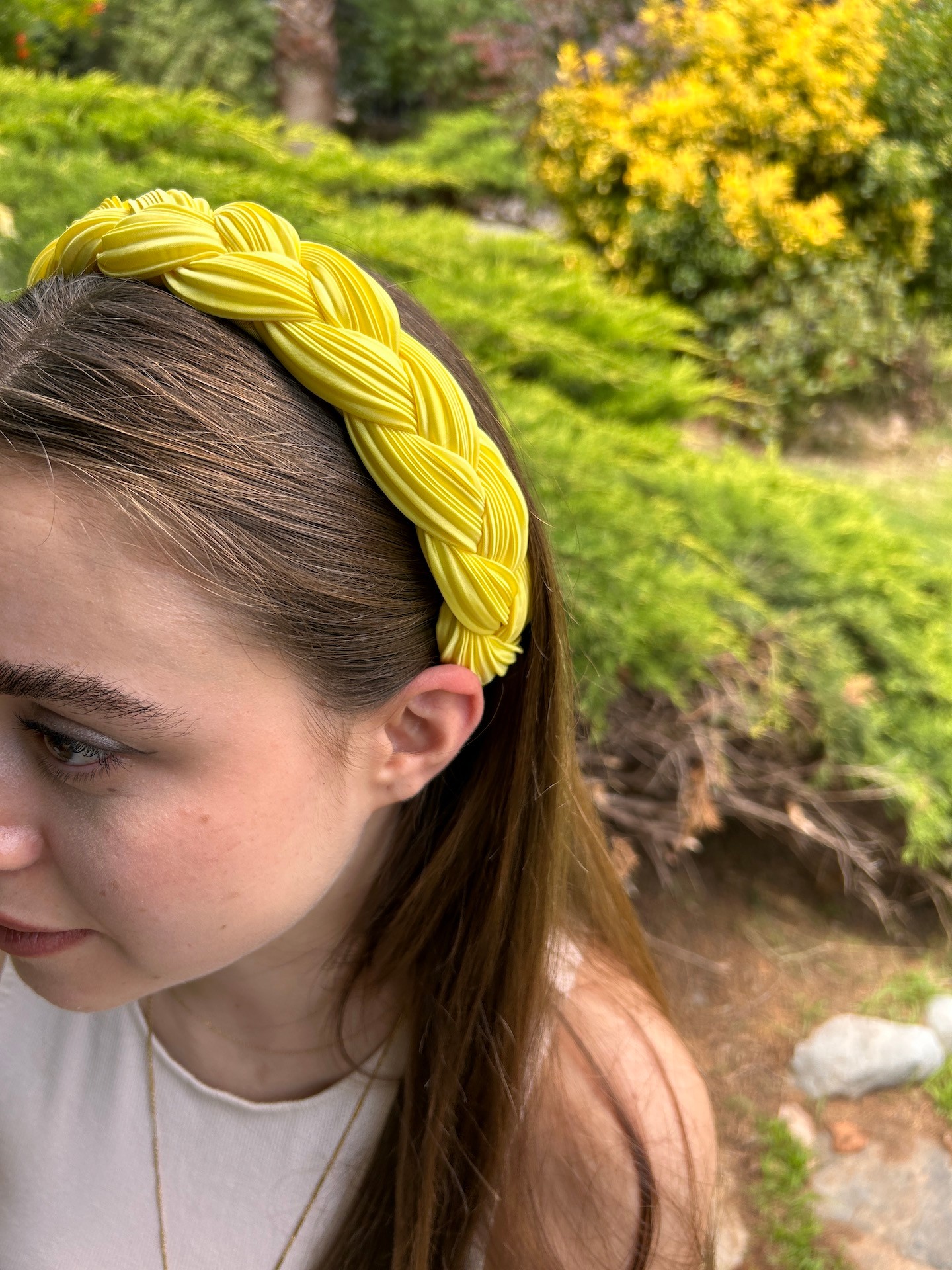BYM551 ByMerve Limon Sarısı Örgü Model 4 cm İnce Kadın Saç Tacı – Yumuşak ve Konforlu El Yapımı Saç Aksesuarı