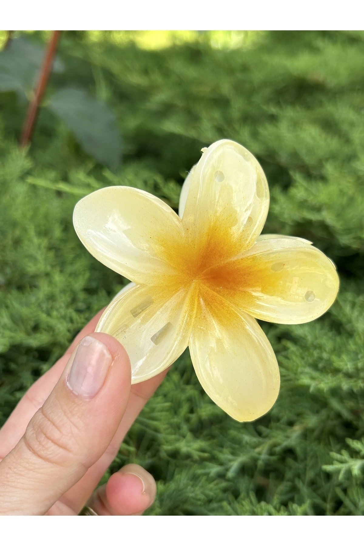 BYM383 Lotus Çiçek Mandal Sarı Toka - Büyü Boy 7 Cm