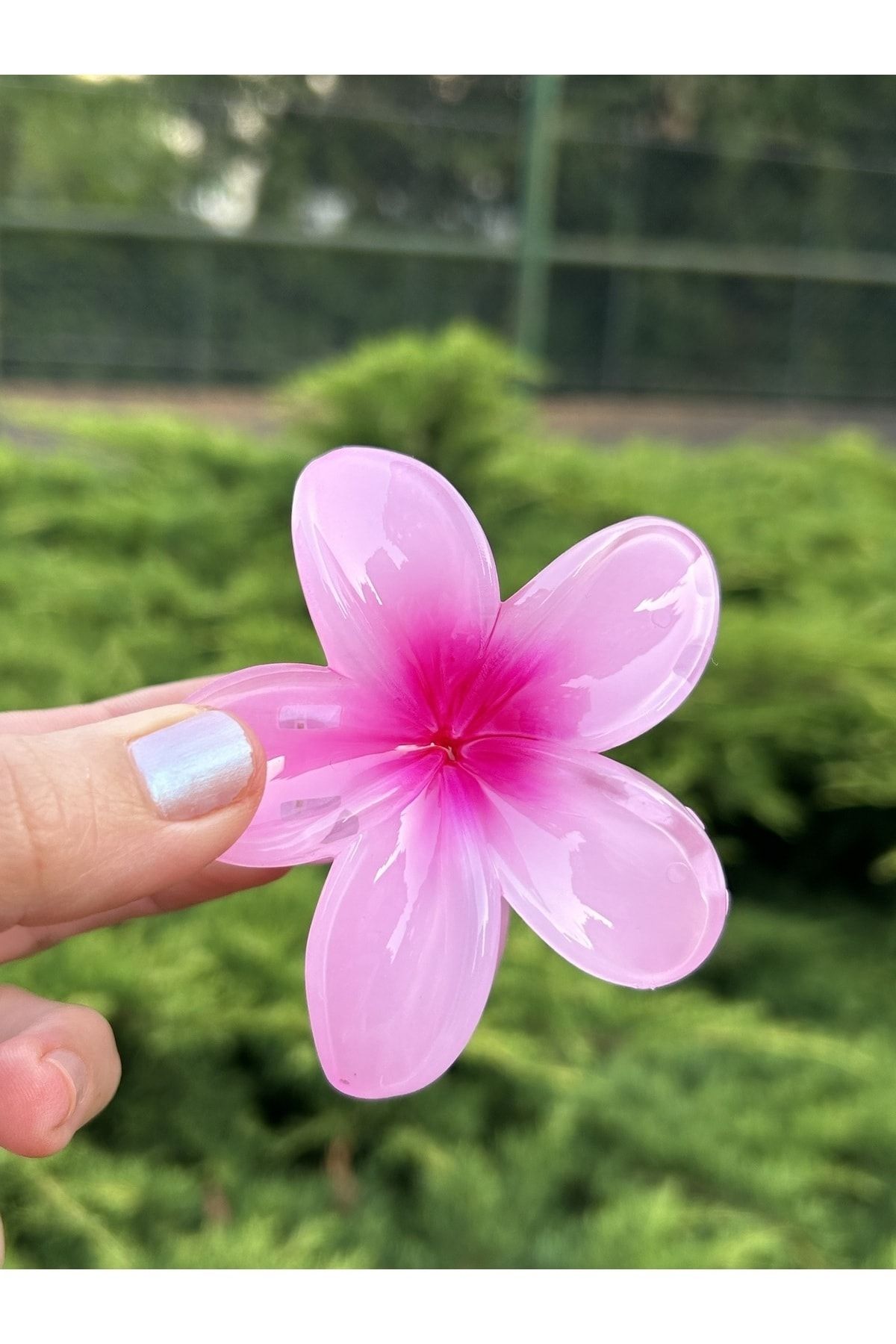 BYM384 Pembe Çiçek Büyük Boy Hibisküs Mandal Toka