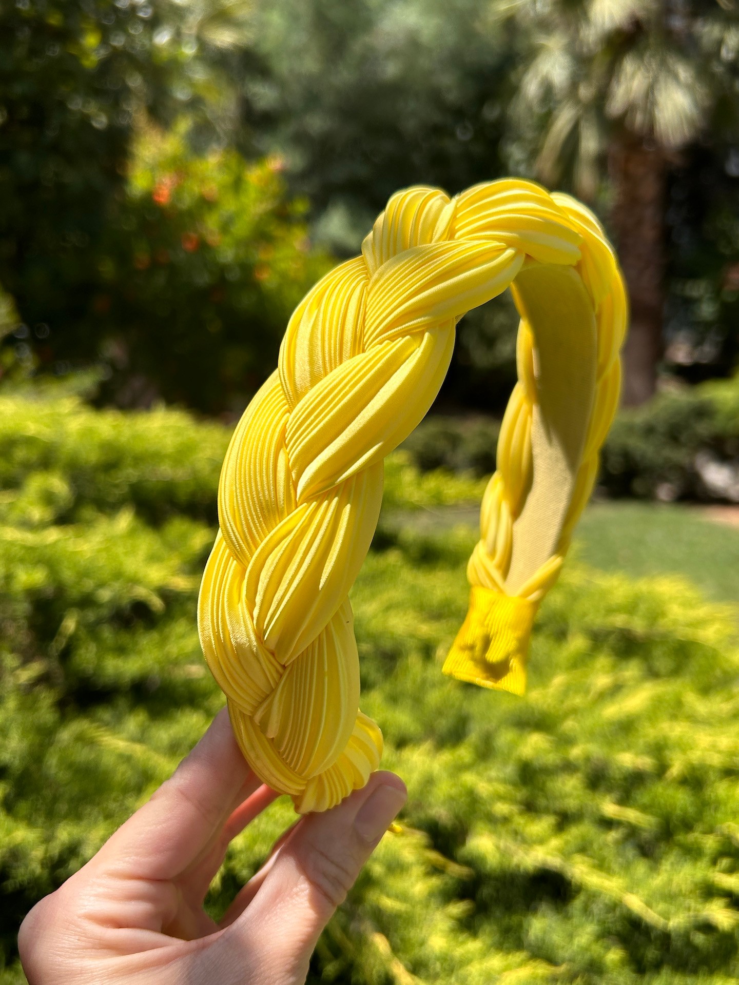 BYM551 Limon Sarısı Taç Örgü Model Saç Aksesuarı 4 cm İnce Kadın Saç Tacı