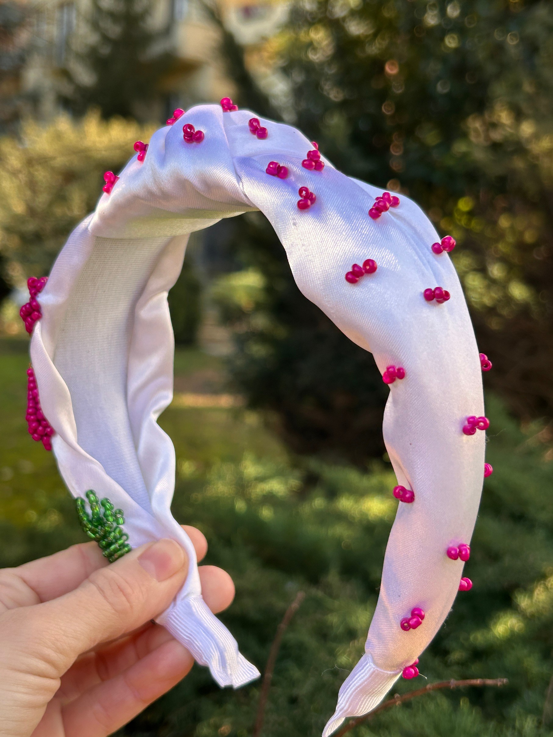 Abiye Nişan Düğün Beyaz Saten Model Hibisküs El İşi Tasarım Taç Kadın Saç