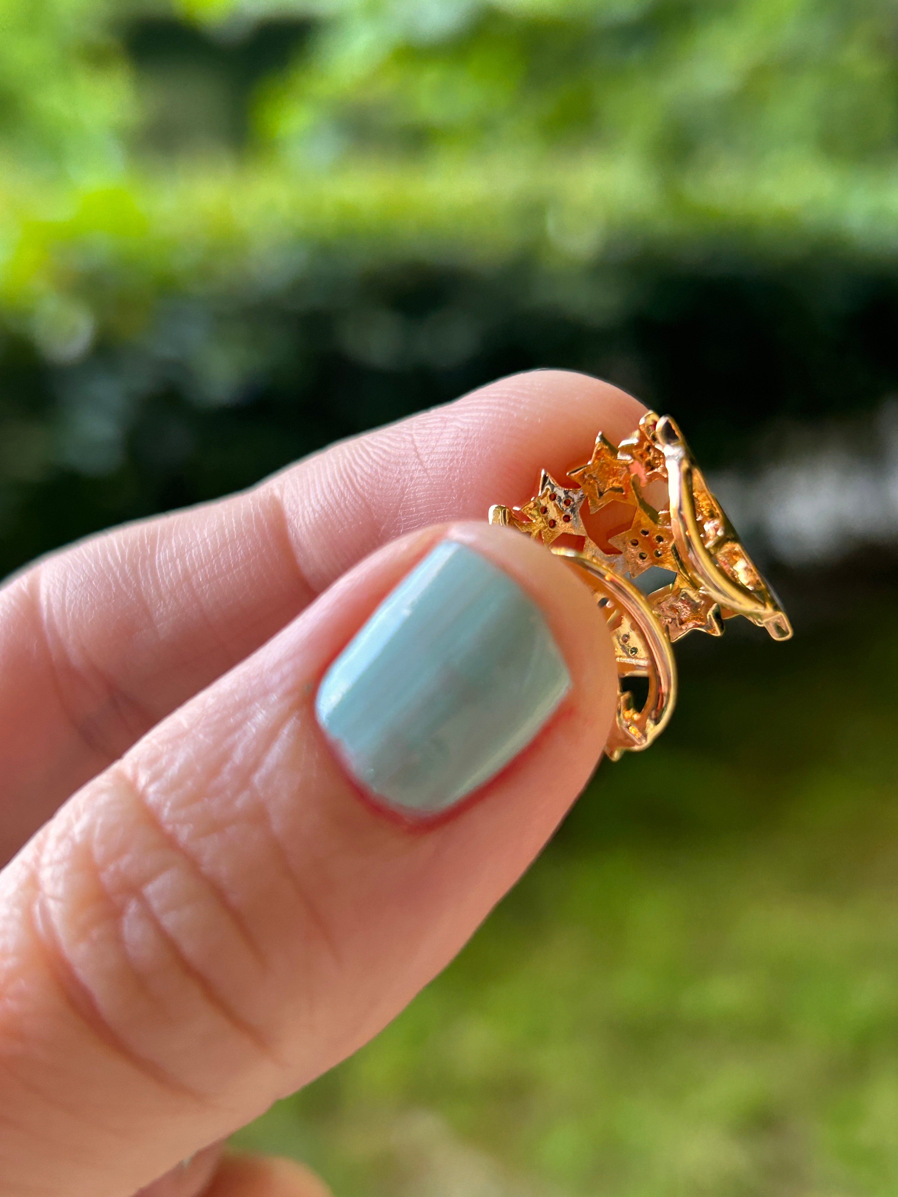 BYM523 Çelik Kadın Rose Gold Yıldız Taşlı Geçirmeli 3 lü Görünüm Kıkırdak Küpe