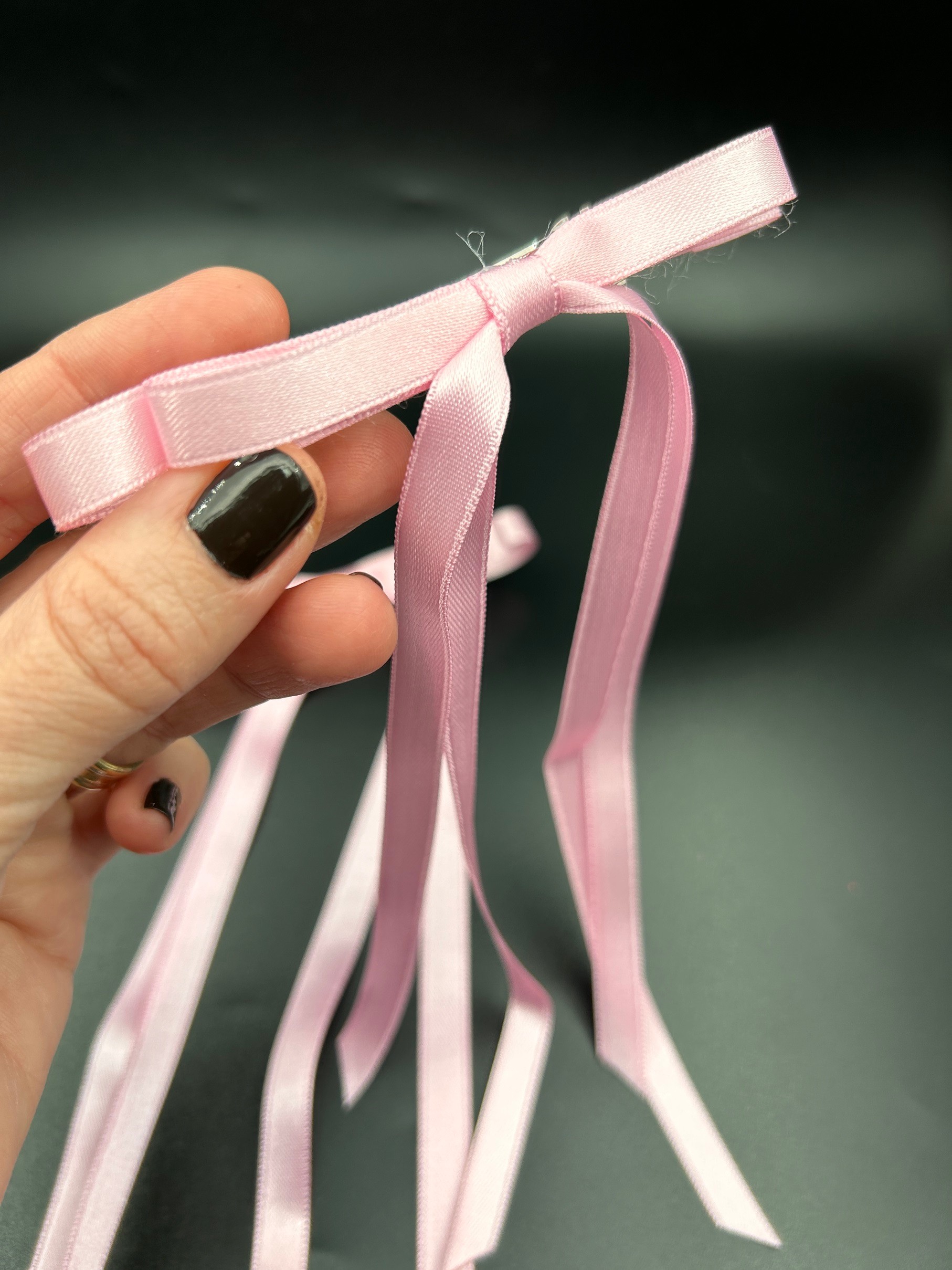 BYM396 Fiyonk Pembe Çift 2Adet Kurdele Saten Çocuk Kadın Bayram Toka