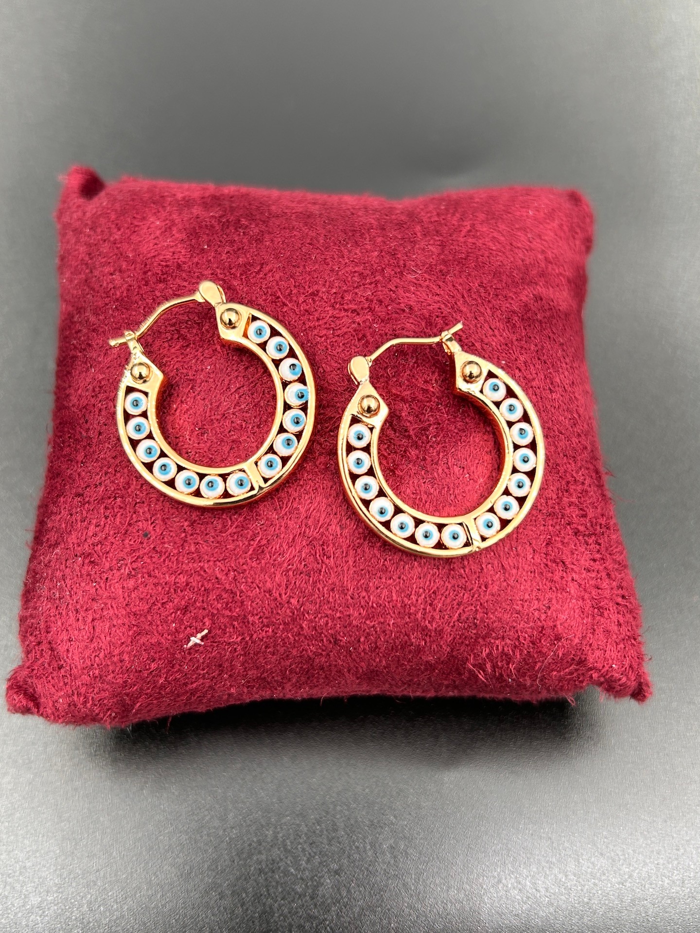 BYM084 Çelik Suya Dayanaklı Yuvarlak 2,5 (Çap) Nazar Boncuklu Rose Gold Kadın Çelik Küpe