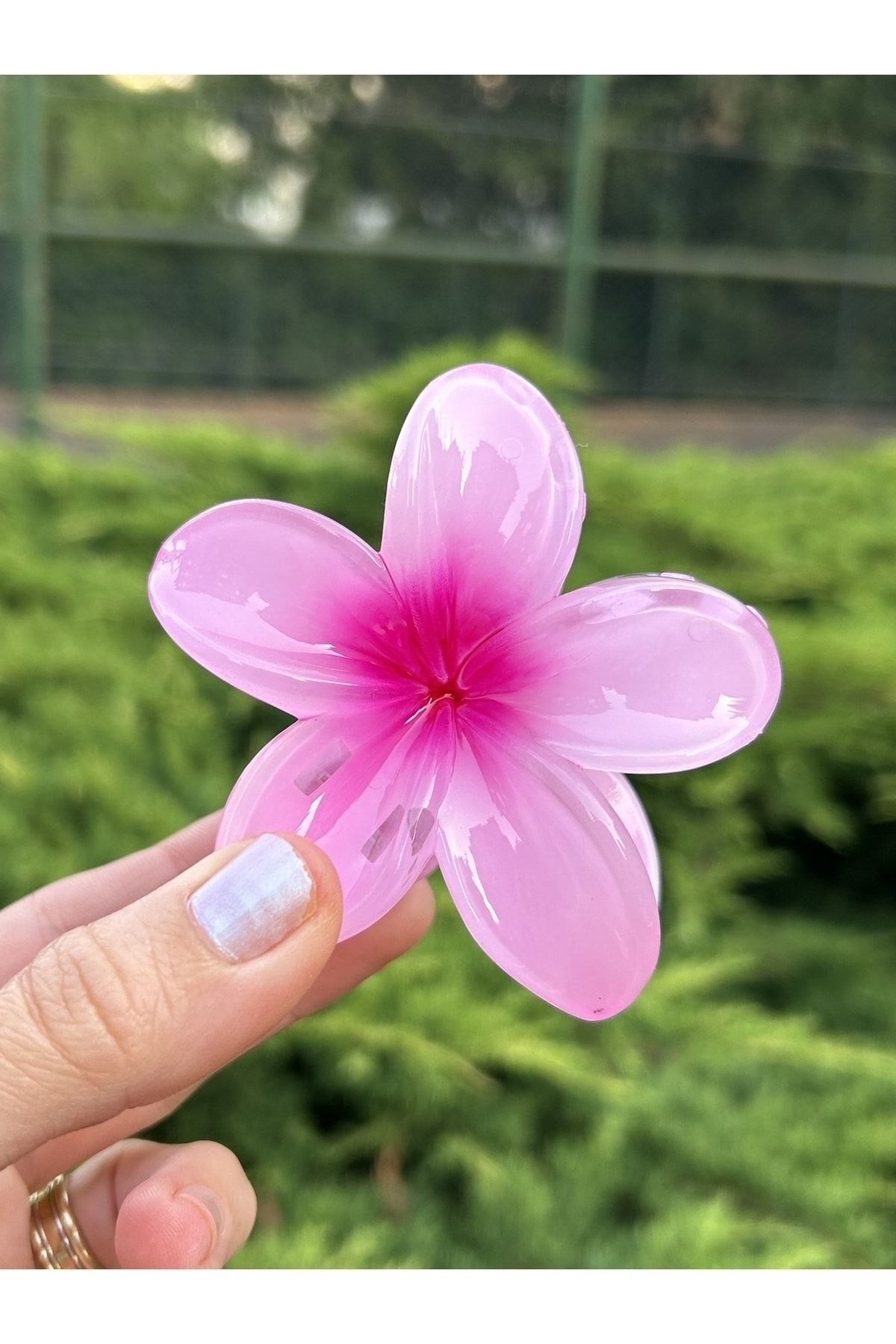 BYM384 Pembe Çiçek Büyük Boy Hibisküs Mandal Toka
