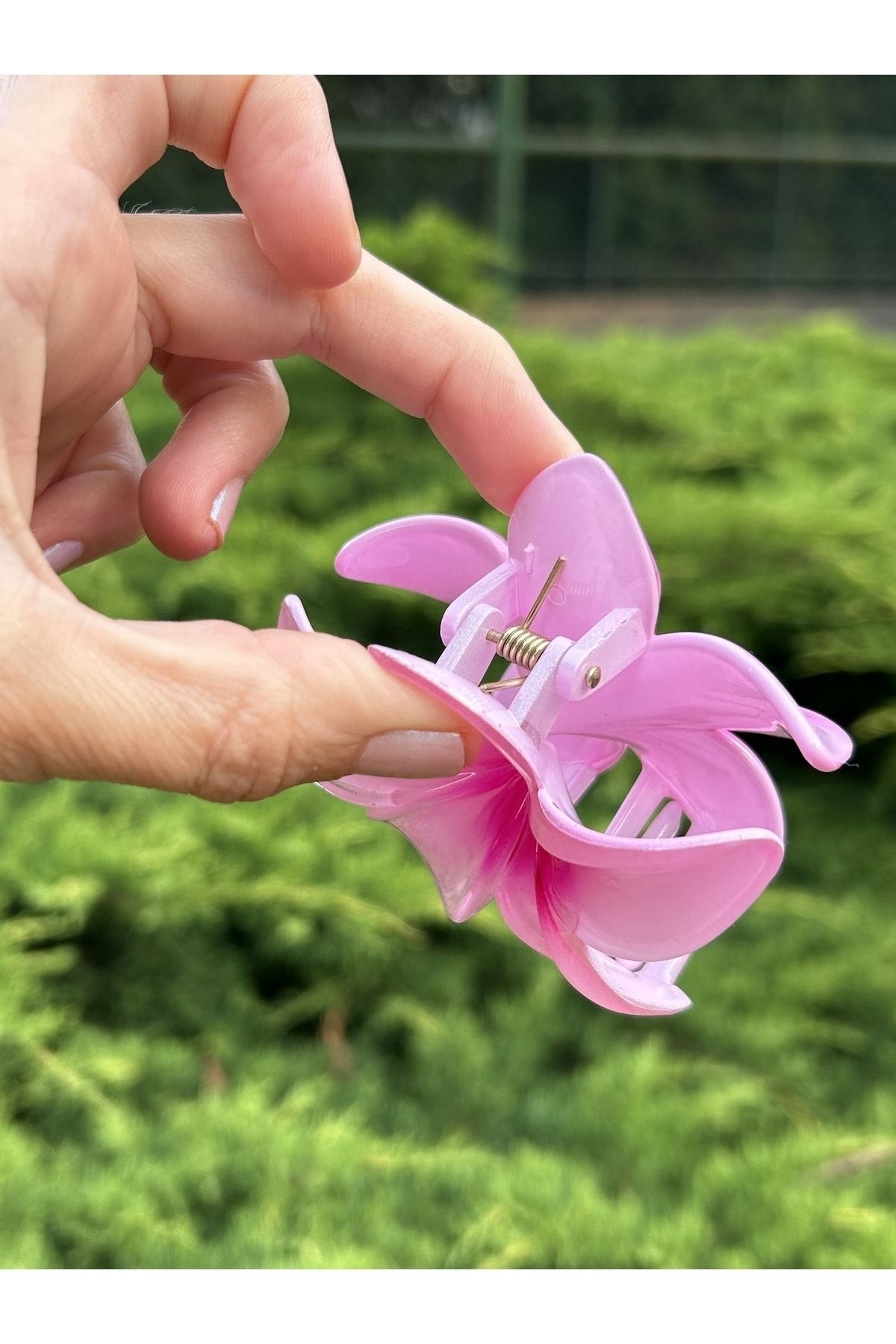 BYM384 Pembe Çiçek Büyük Boy Hibisküs Mandal Toka