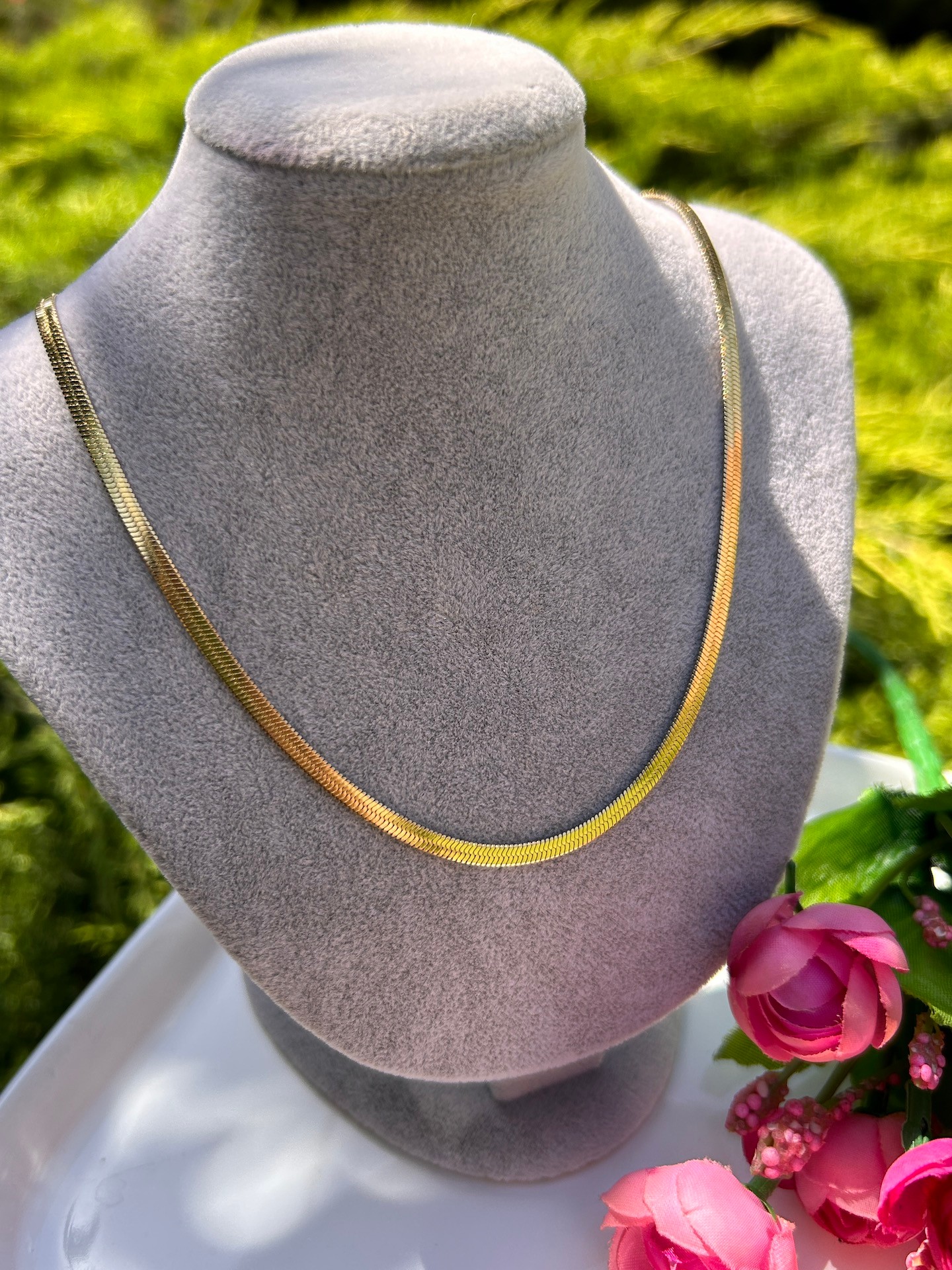 BYM553 Kadın Çelik ince Model Balık Sırtı Kararmaz Rose Gold İtalyan Zinciri Kolye