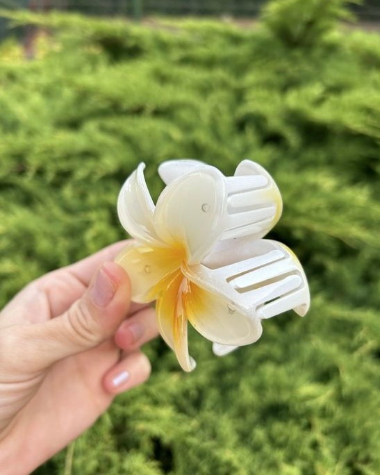 BYM372 Hibisküs Mandal Büyük Boy Sarı Çiçek Toka - Yeni Trend Saç Aksesuarı