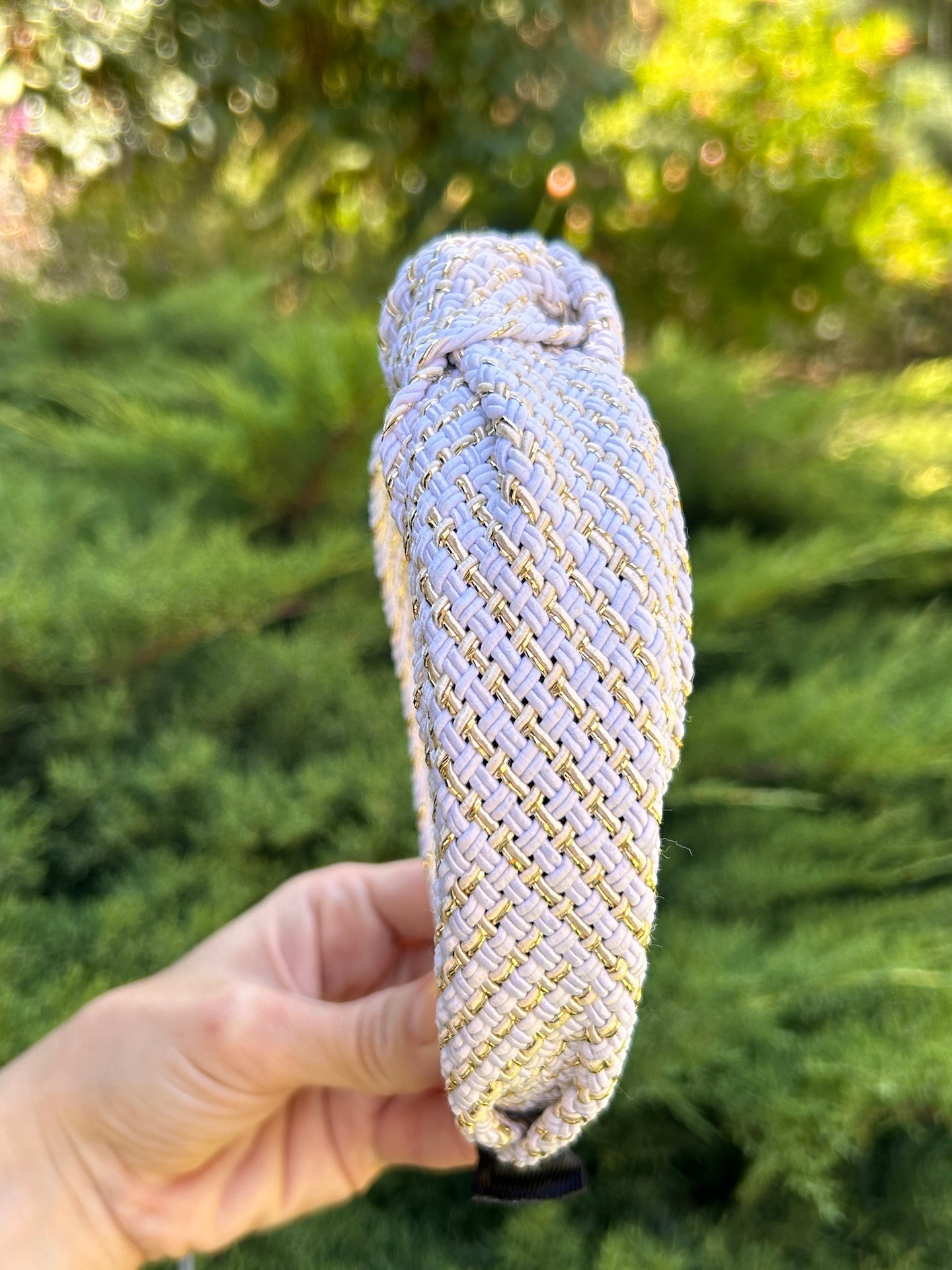 BYM608 Vintage Model Beyaz Gold Düğümlü Kadın Saç Tacı