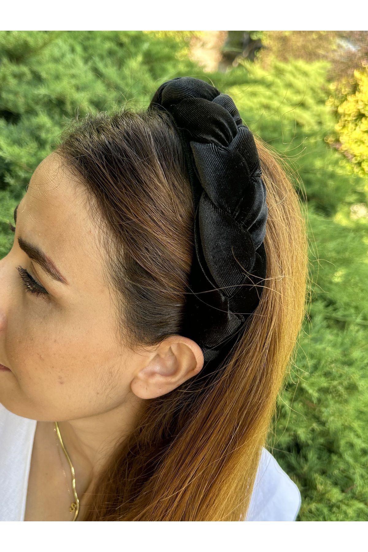 Örgü Model Kadife Taç Siyah Kadın Saç Tacı