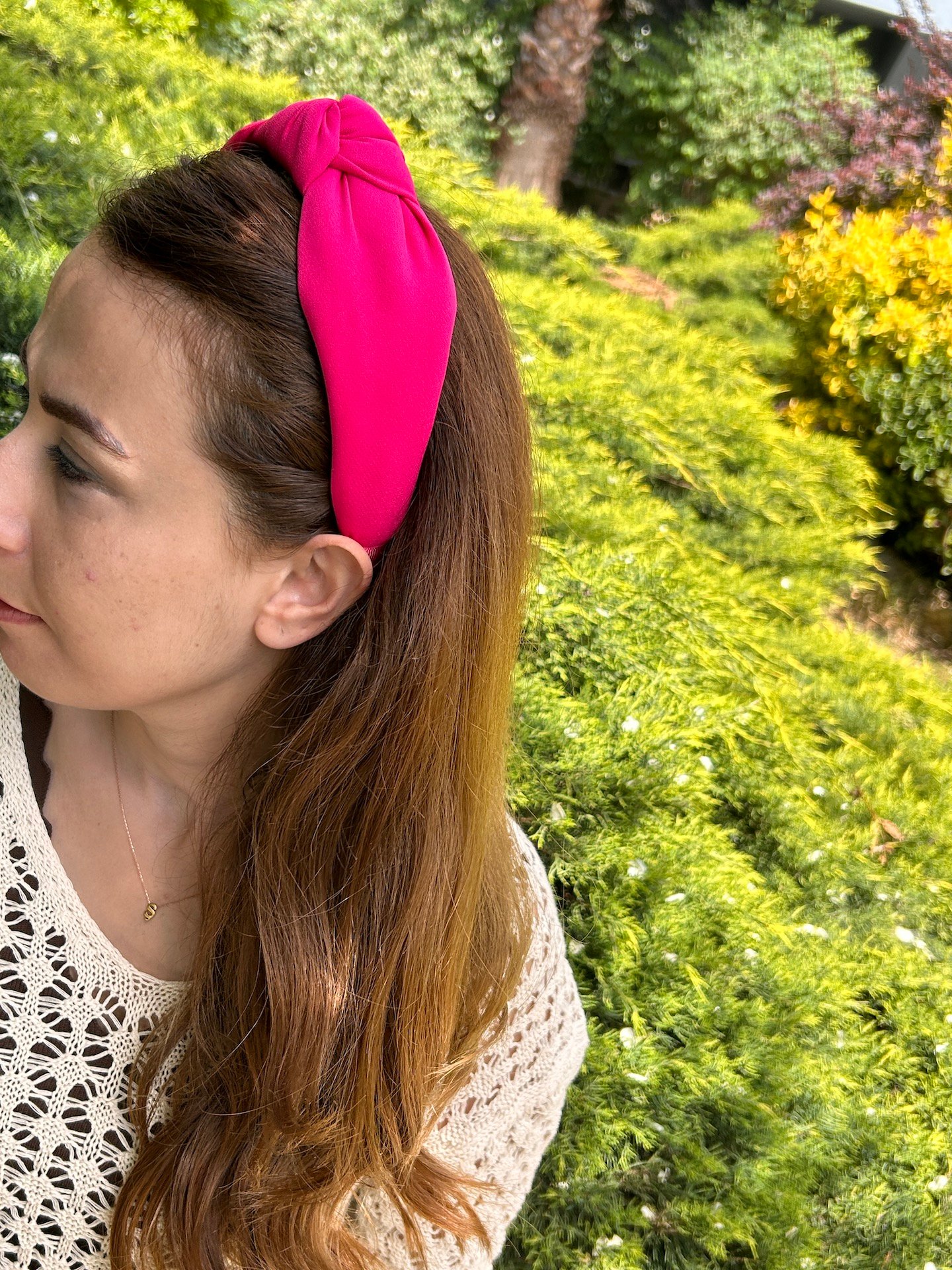 BYM483 Kumaş Düğümlü Model Saç Aksesuarı Pembe Renkli Kadın Saç Tacı