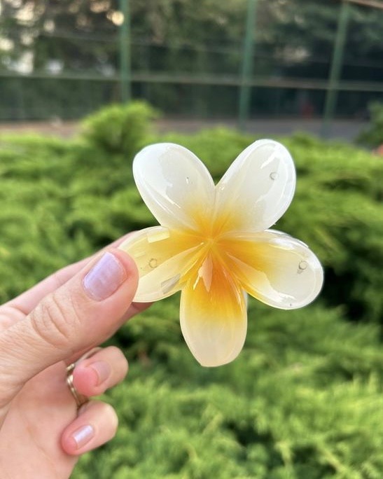 BYM372 Hibisküs Mandal Büyük Boy Sarı Çiçek Toka - Yeni Trend Saç Aksesuarı