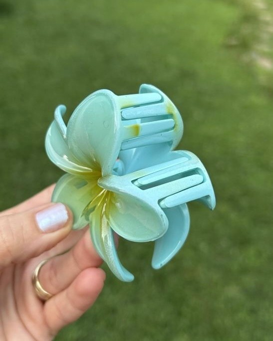 BYM378 Hibisküs Mandal Büyük Boy Su Yeşili Çiçek Toka