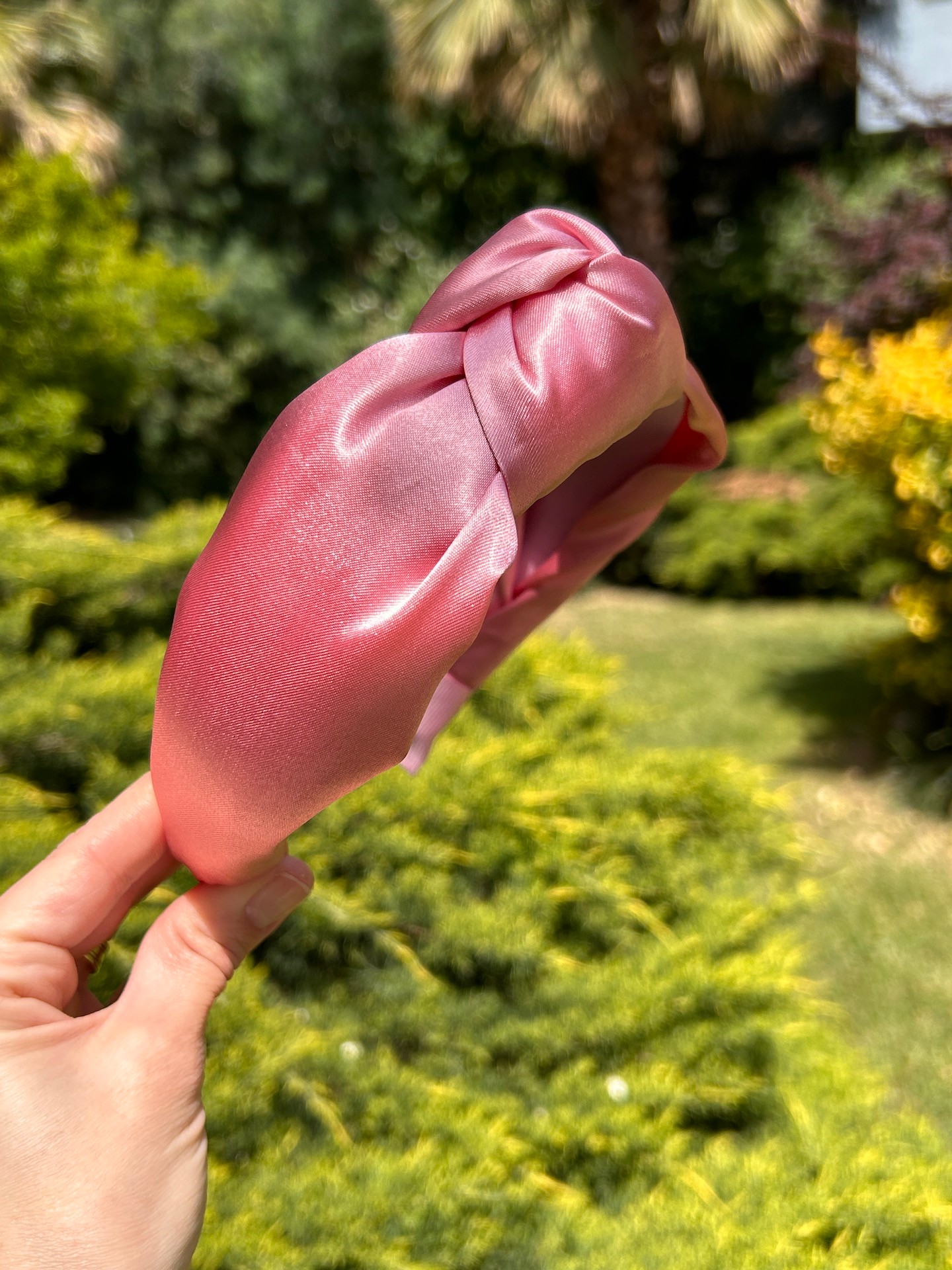 BYM492 Saten Düğümlü Model Saç Aksesuarı Pembe Kadın Saç Tacı
