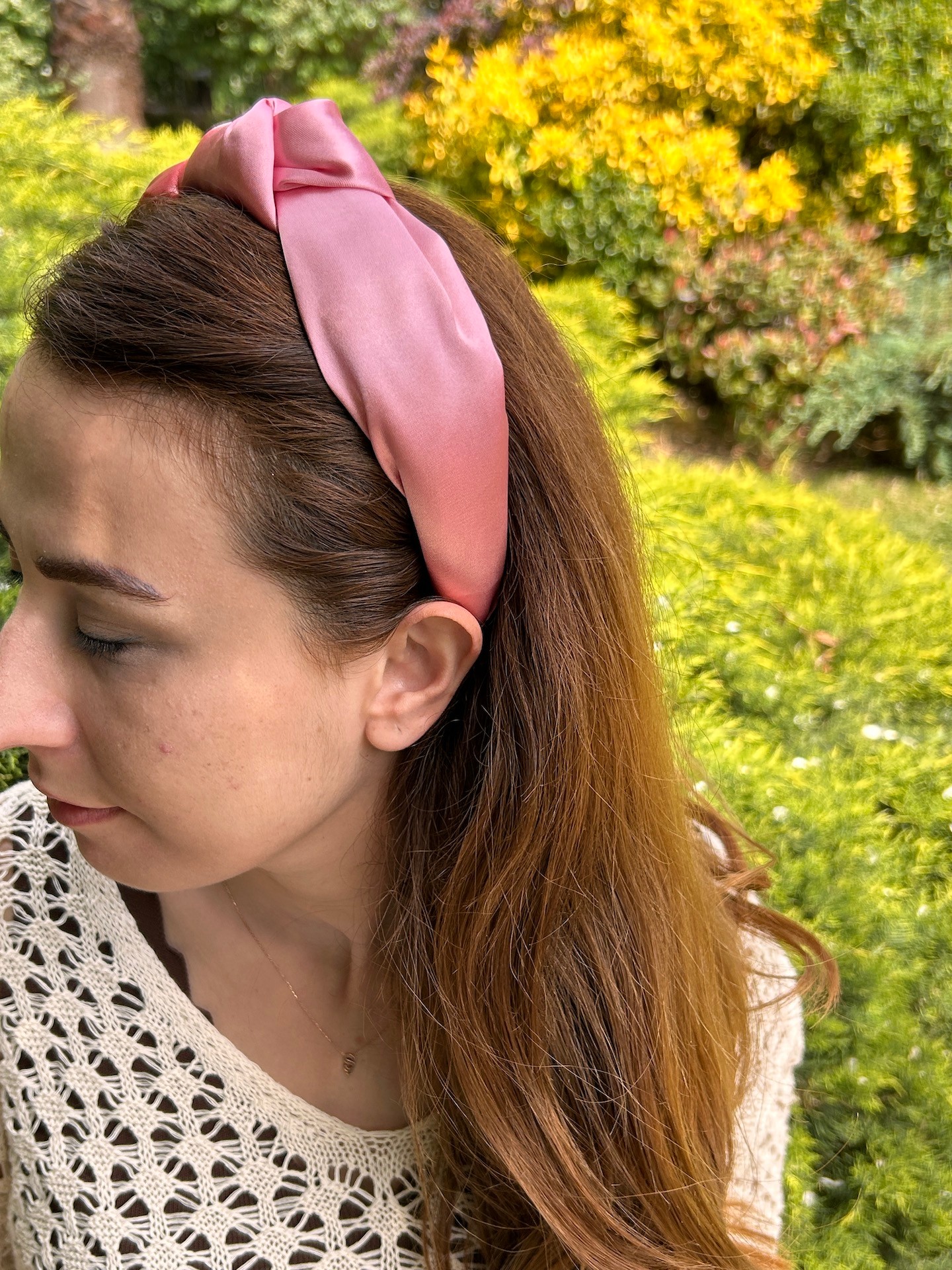 BYM492 Saten Düğümlü Model Saç Aksesuarı Pembe Kadın Saç Tacı