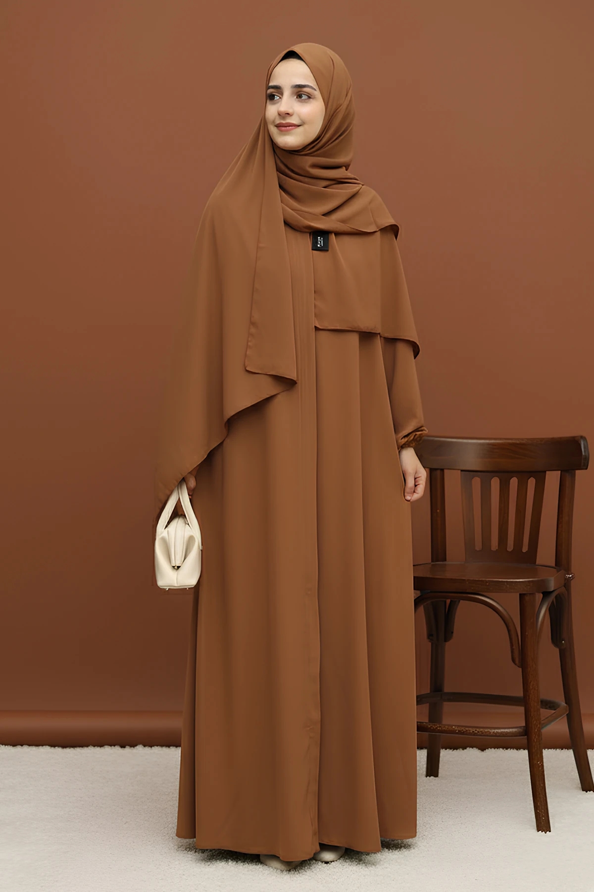 Duru Fermuarlı Medine Ferace - Taba