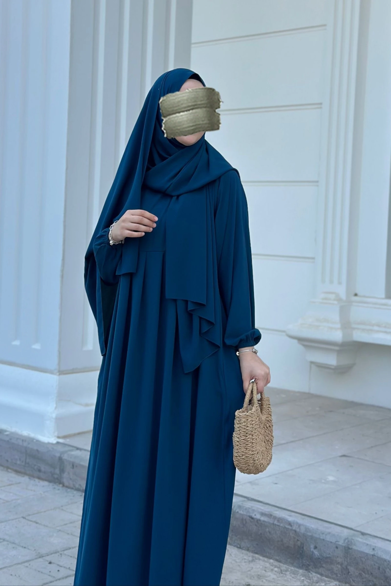 Laura Pileli Medine Elbise Ferace - Petrol Mavisi