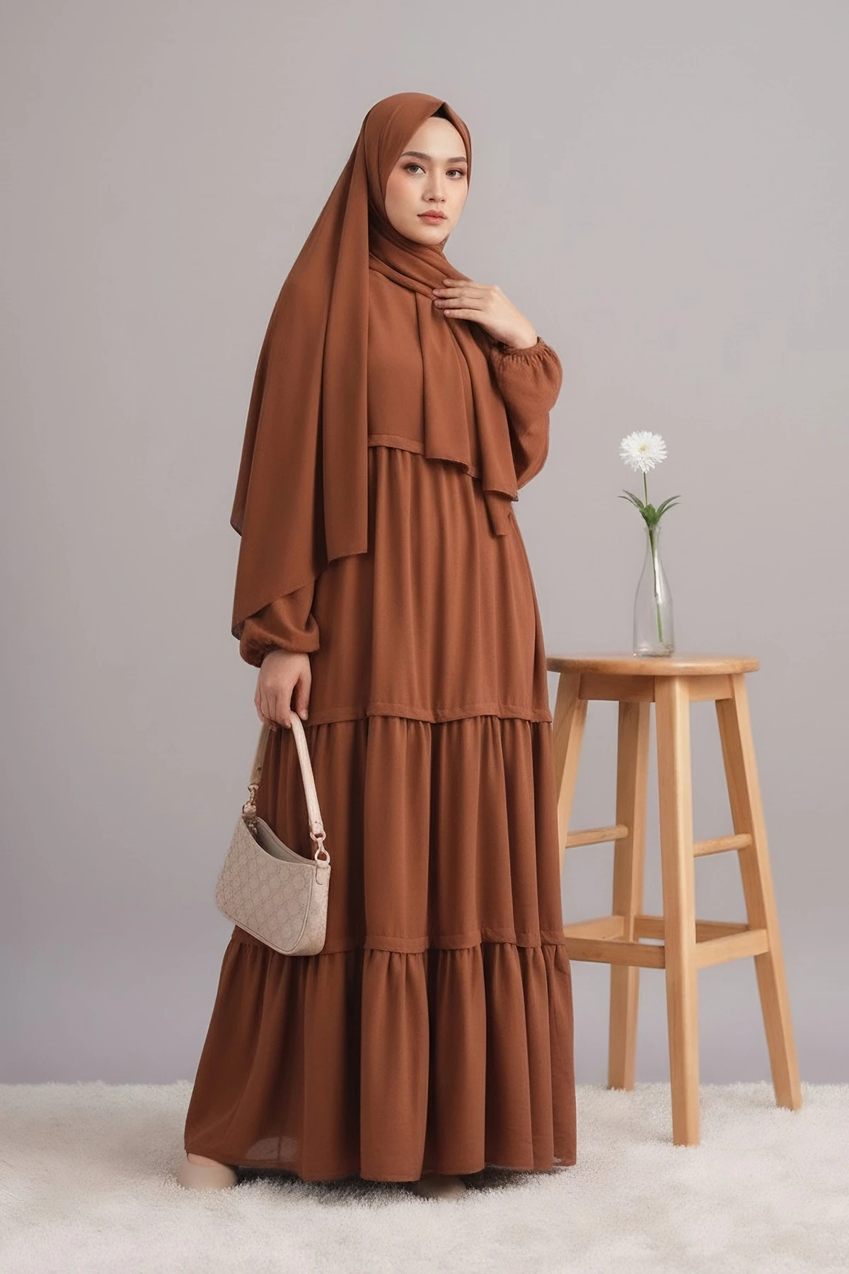 Sare Medine Elbise Ferace - Taba