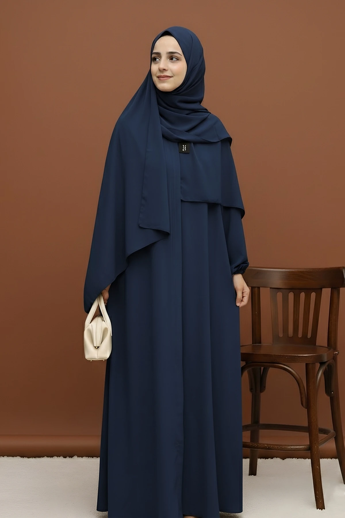 Duru Fermuarlı Medine Ferace - Lacivert