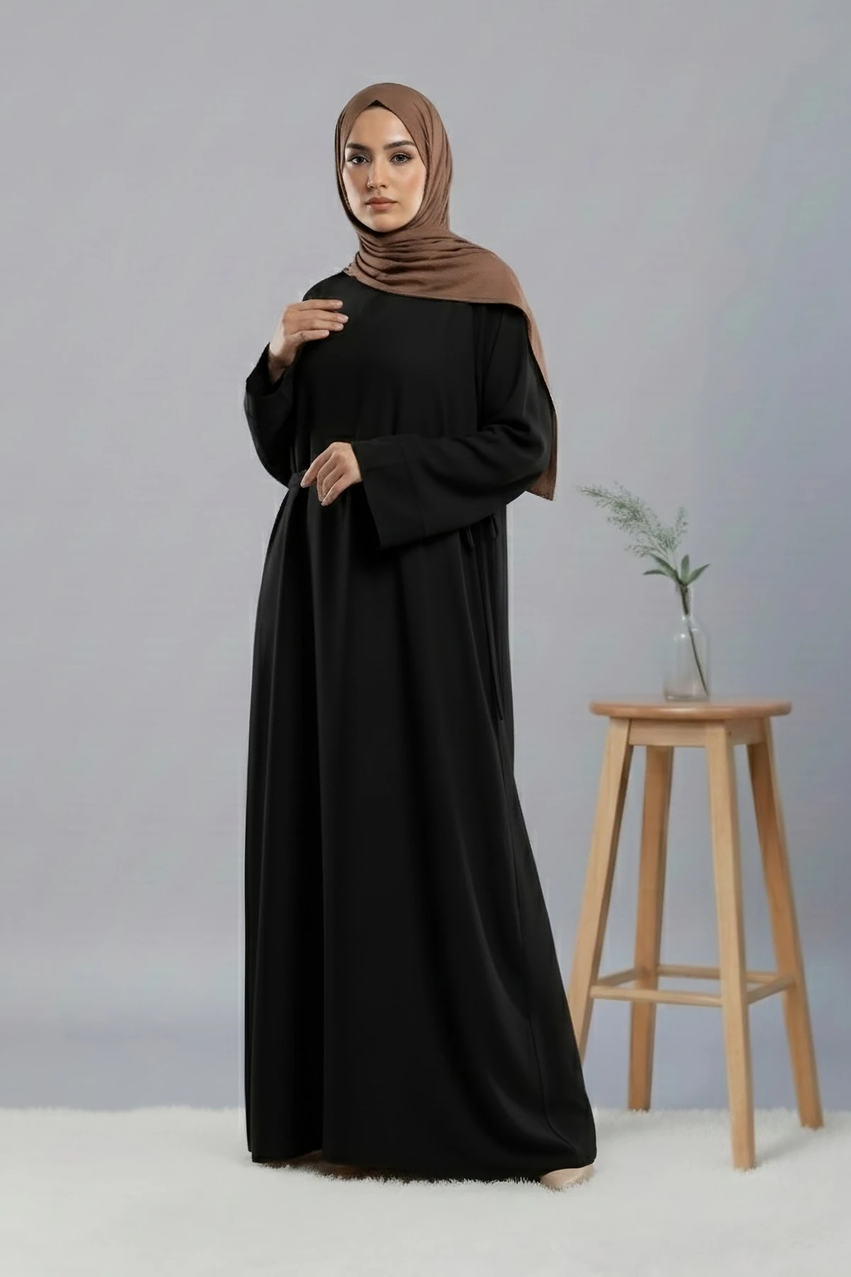 Basic Yandan Bağlamalı Medine Ferace - Siyah