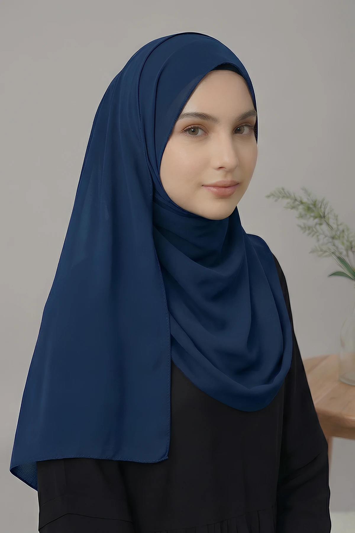 Medine İpeği Büyük Boy Şal - Petrol Mavisi