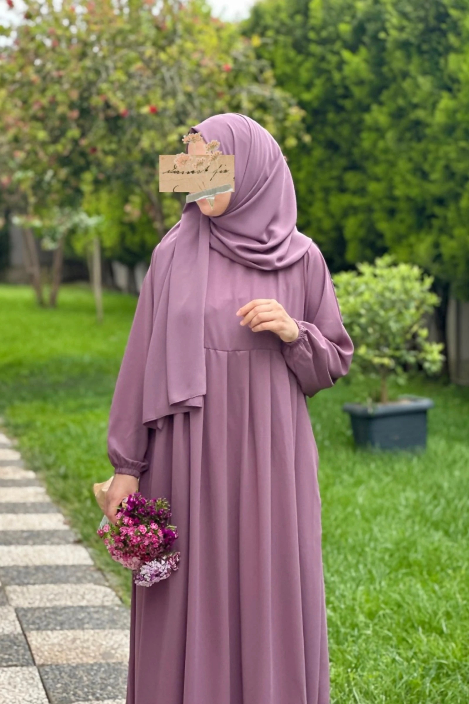 Laura Pileli Medine Elbise Ferace - Gül Kurusu