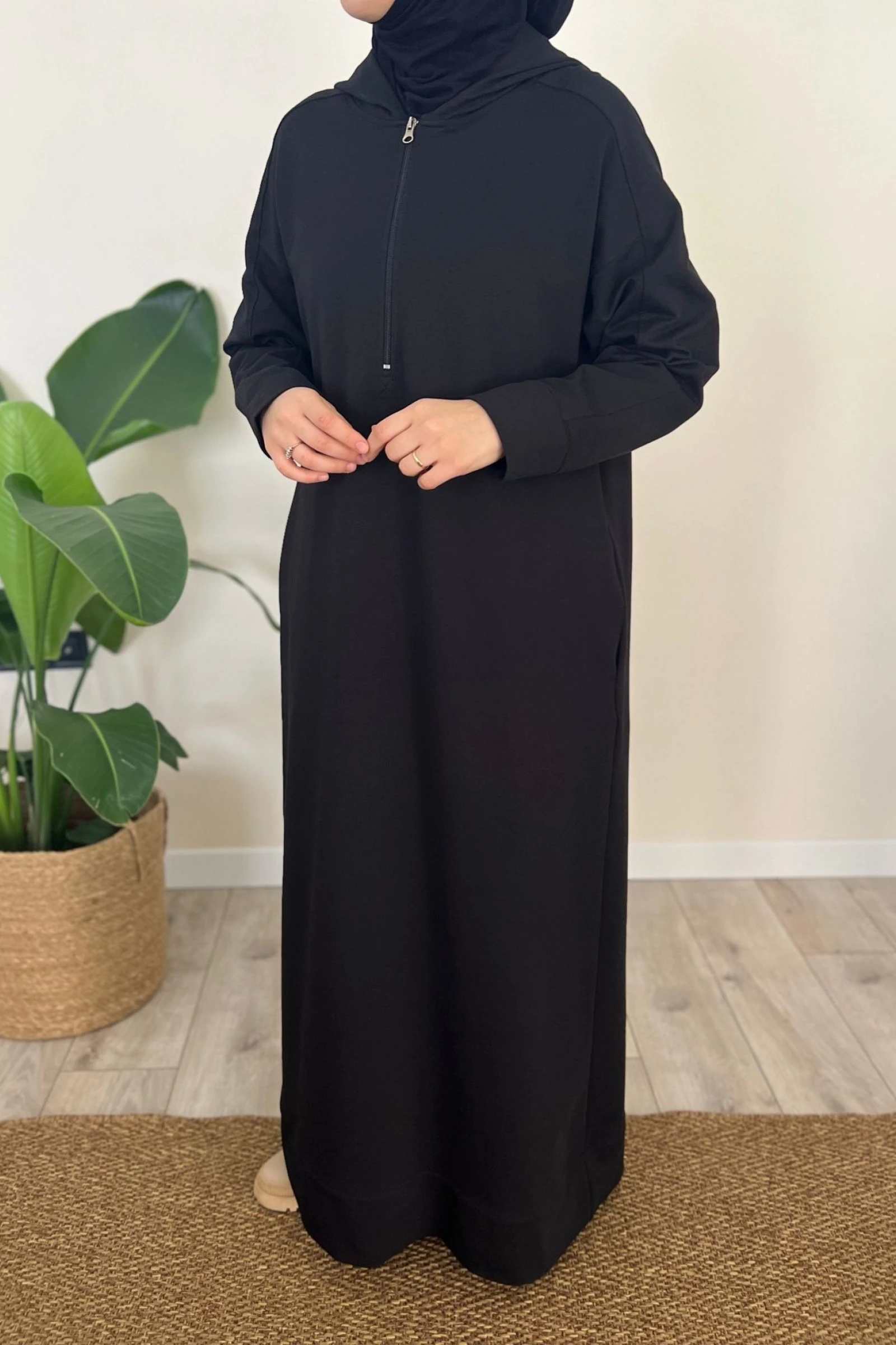 Spor Pamuklu Elbise - Siyah