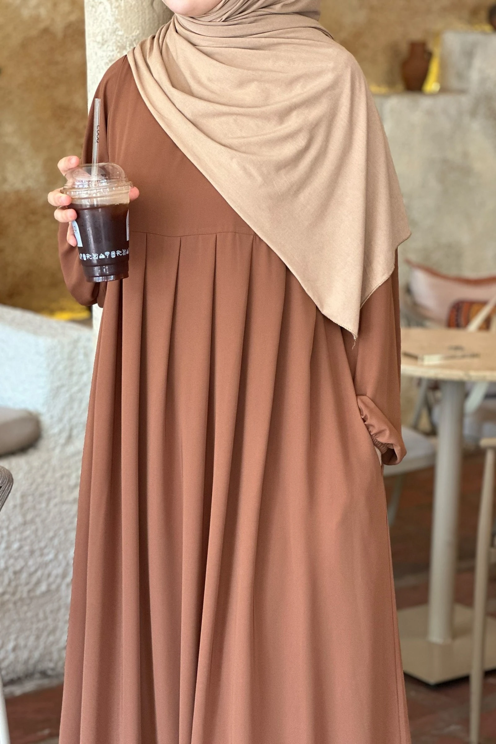 Laura Pileli Medine Elbise Ferace - Taba