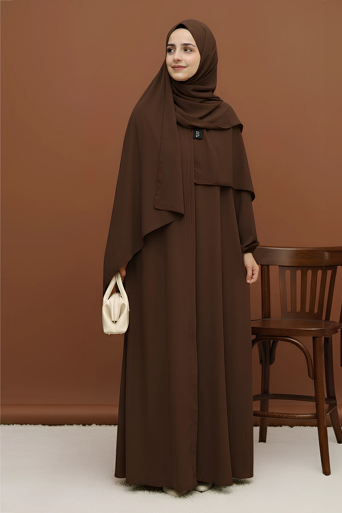 Duru Fermuarlı Medine Ferace - Acı Kahve